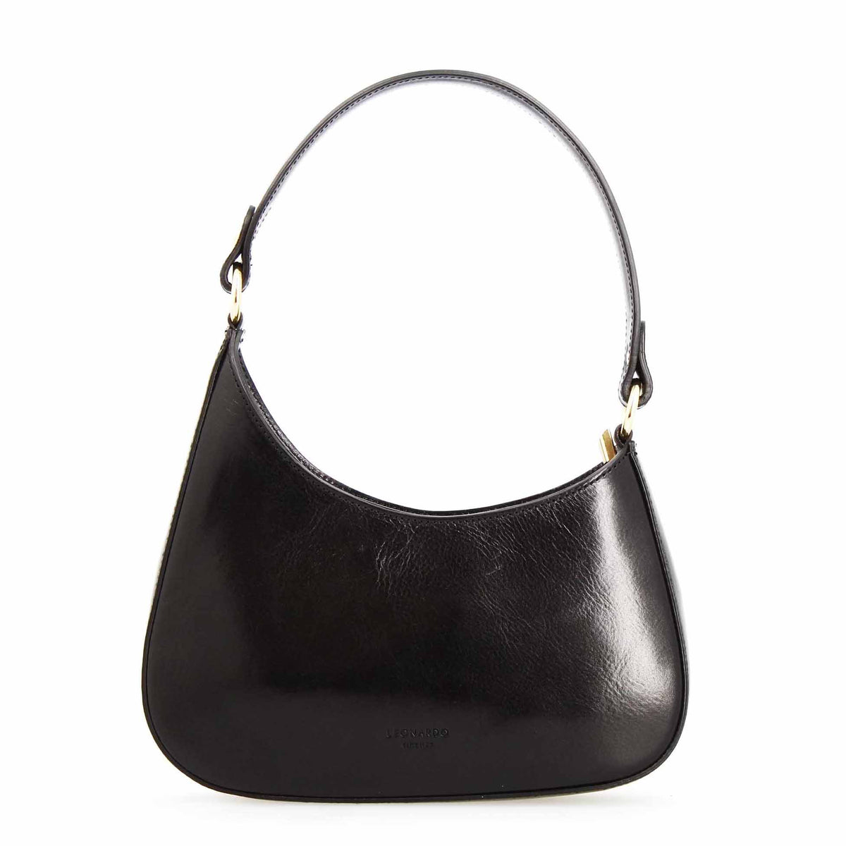 Isotta M - Sac à main demi-lune en cuir noir
