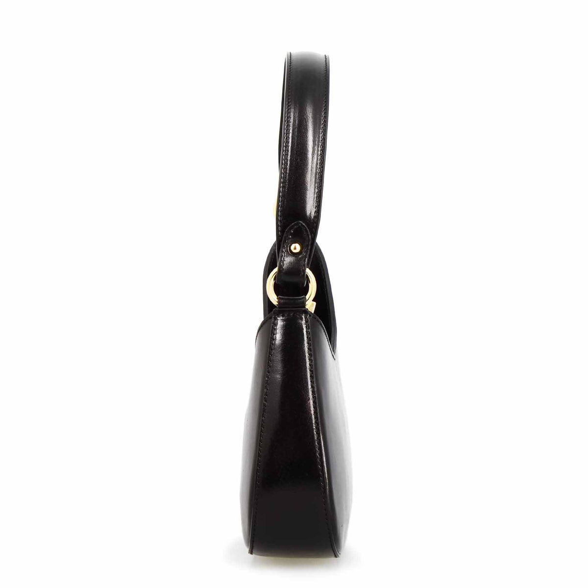 Isotta M - Sac à main demi-lune en cuir noir