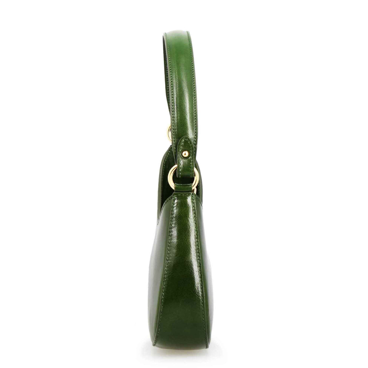 Isotta M - Sac demi-lune en cuir vert forêt