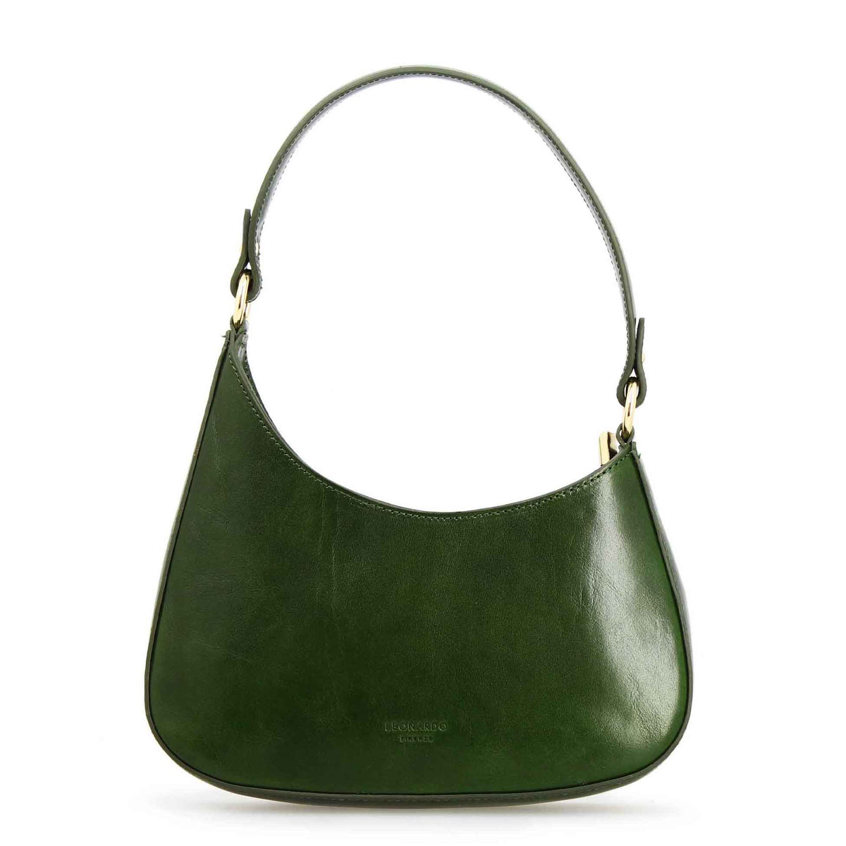 Isotta M - Sac demi-lune en cuir vert forêt