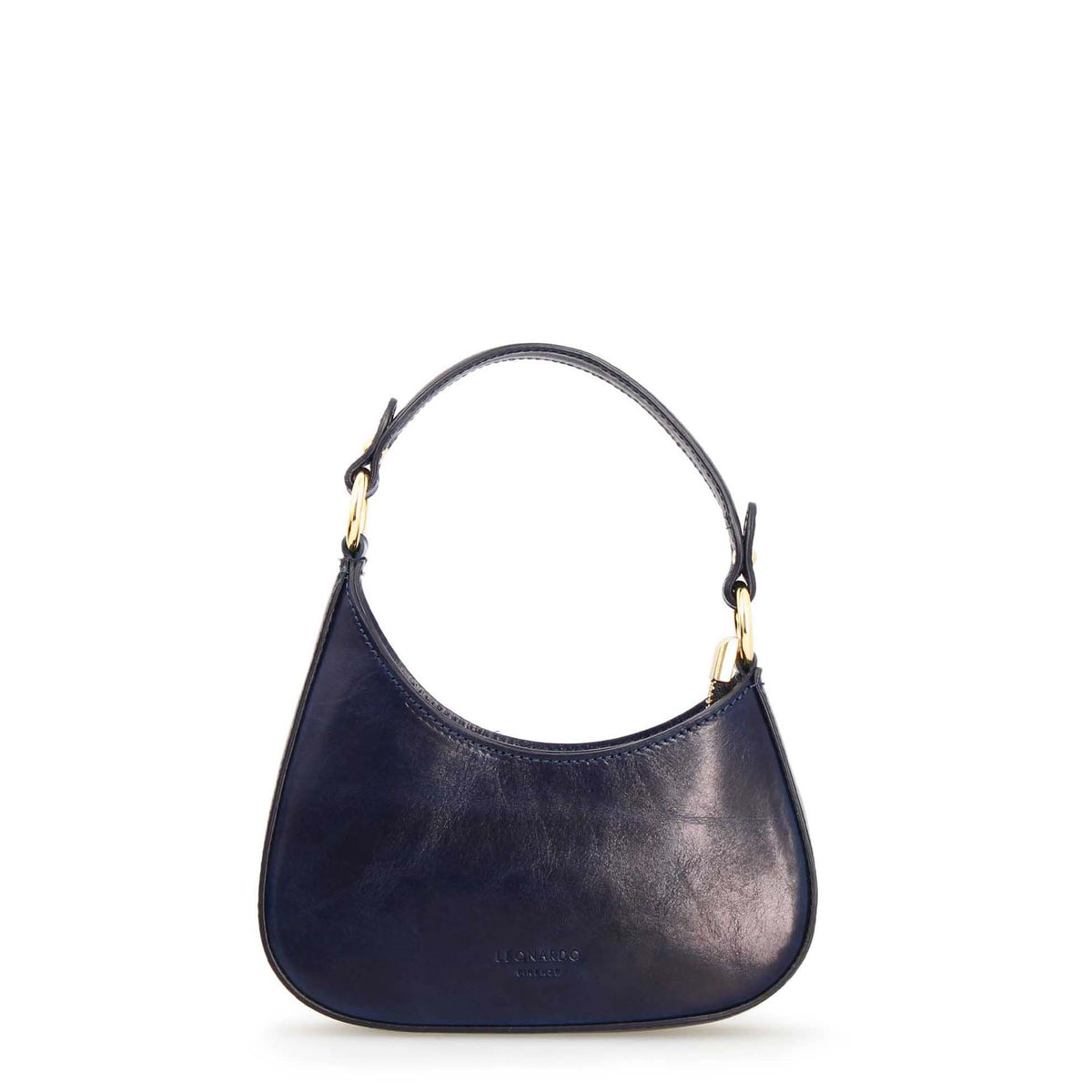 Isotta S - Mini sac demi-lune en cuir bleu