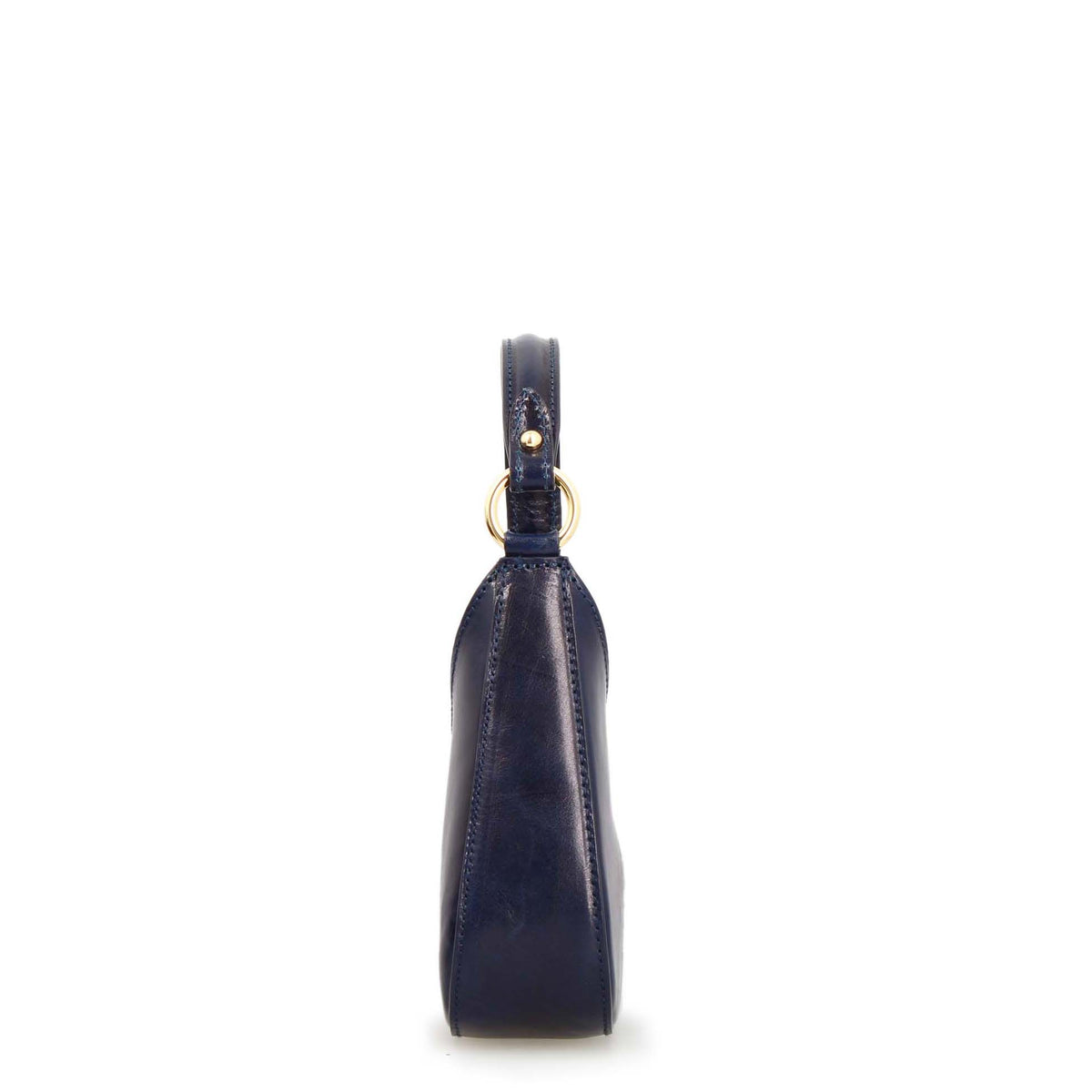 Isotta S - Mini sac demi-lune en cuir bleu