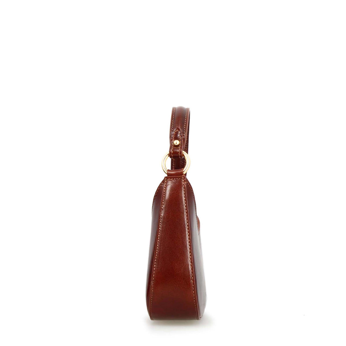 Isotta S - Mini sac demi-lune en cuir marron châtaigne