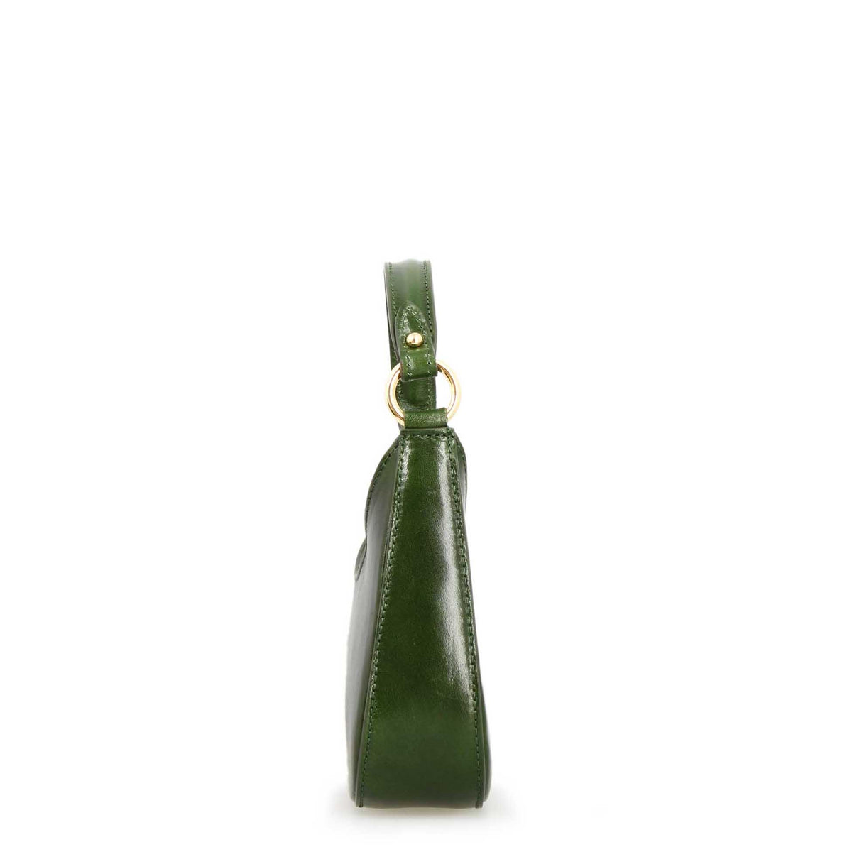 Isotta S - Mini sac demi-lune en cuir vert forêt
