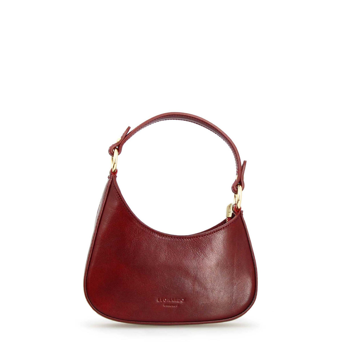 Isotta S - Mini sac demi-lune en cuir bordeaux