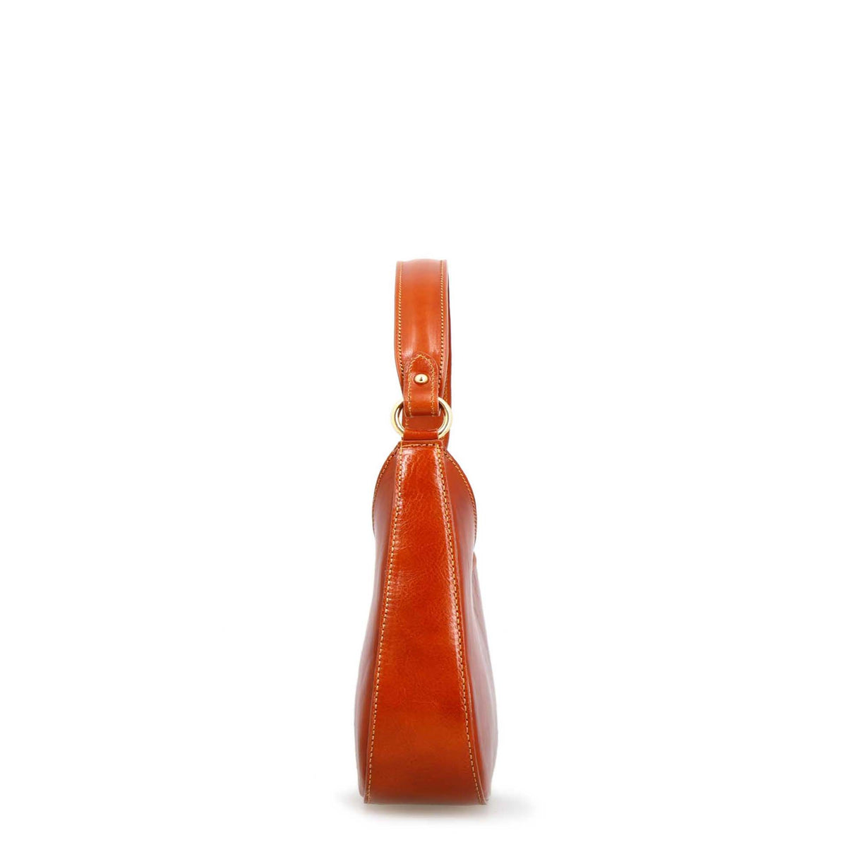 Isotta S - Mini sac demi-lune en cuir cognac clair