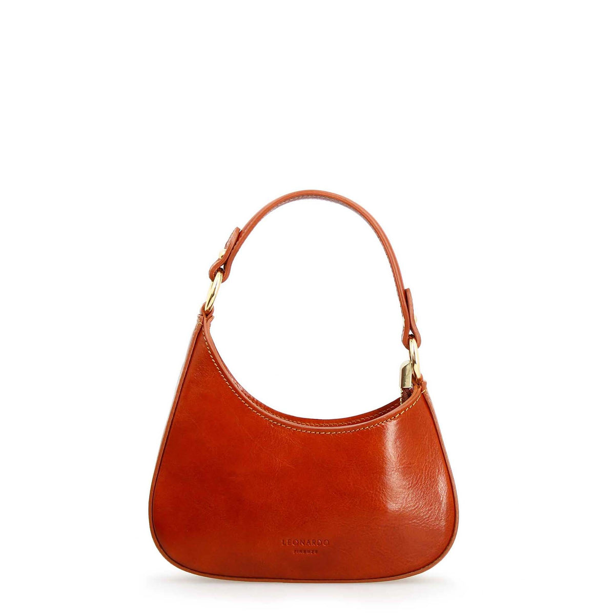 Isotta S - Mini sac demi-lune en cuir cognac clair