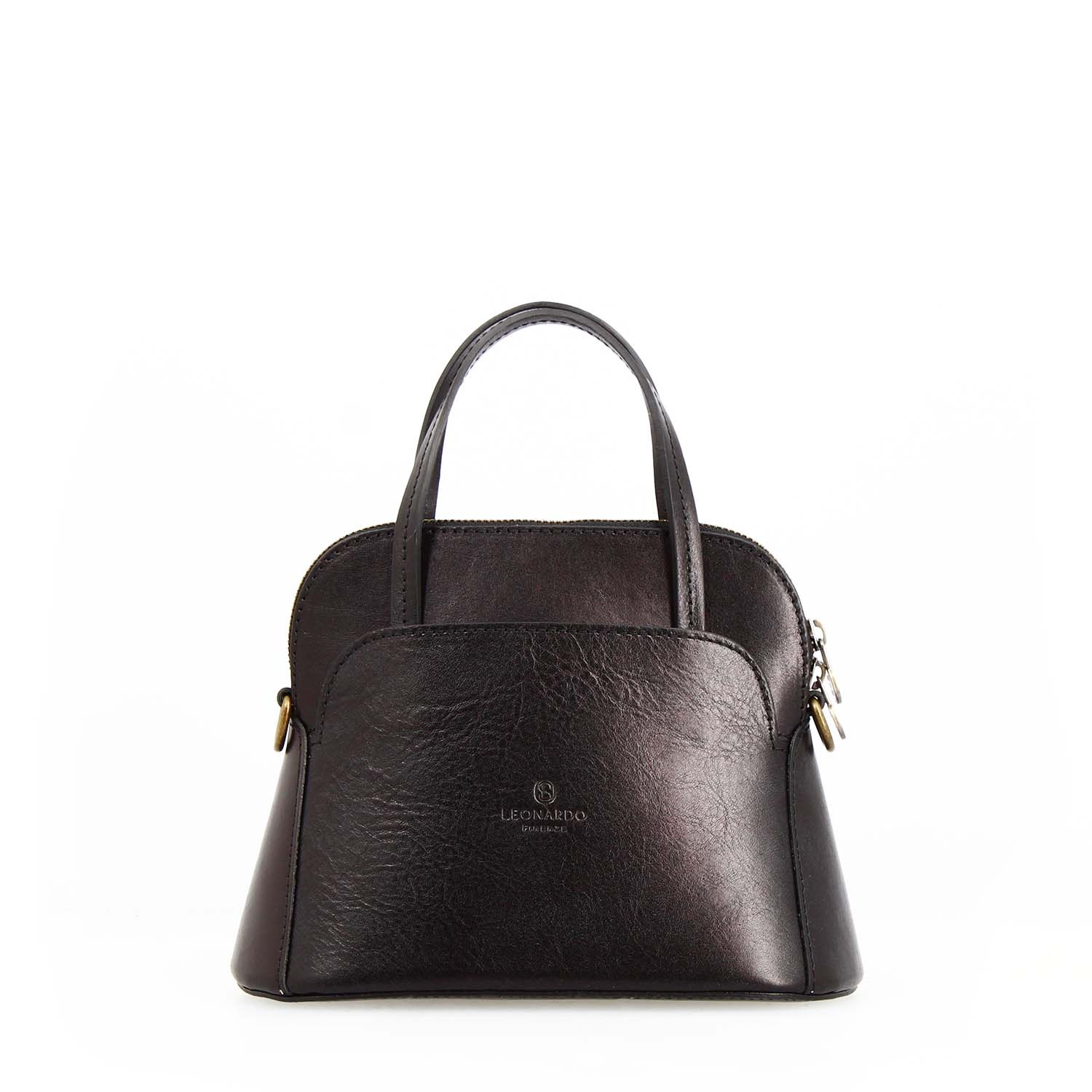 Borsa a tracolla Livia da donna in pelle nera semi lucida