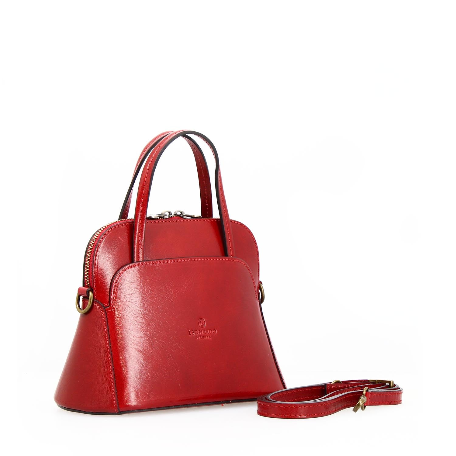 Livia handtasche und schultertasche aus rotem leder