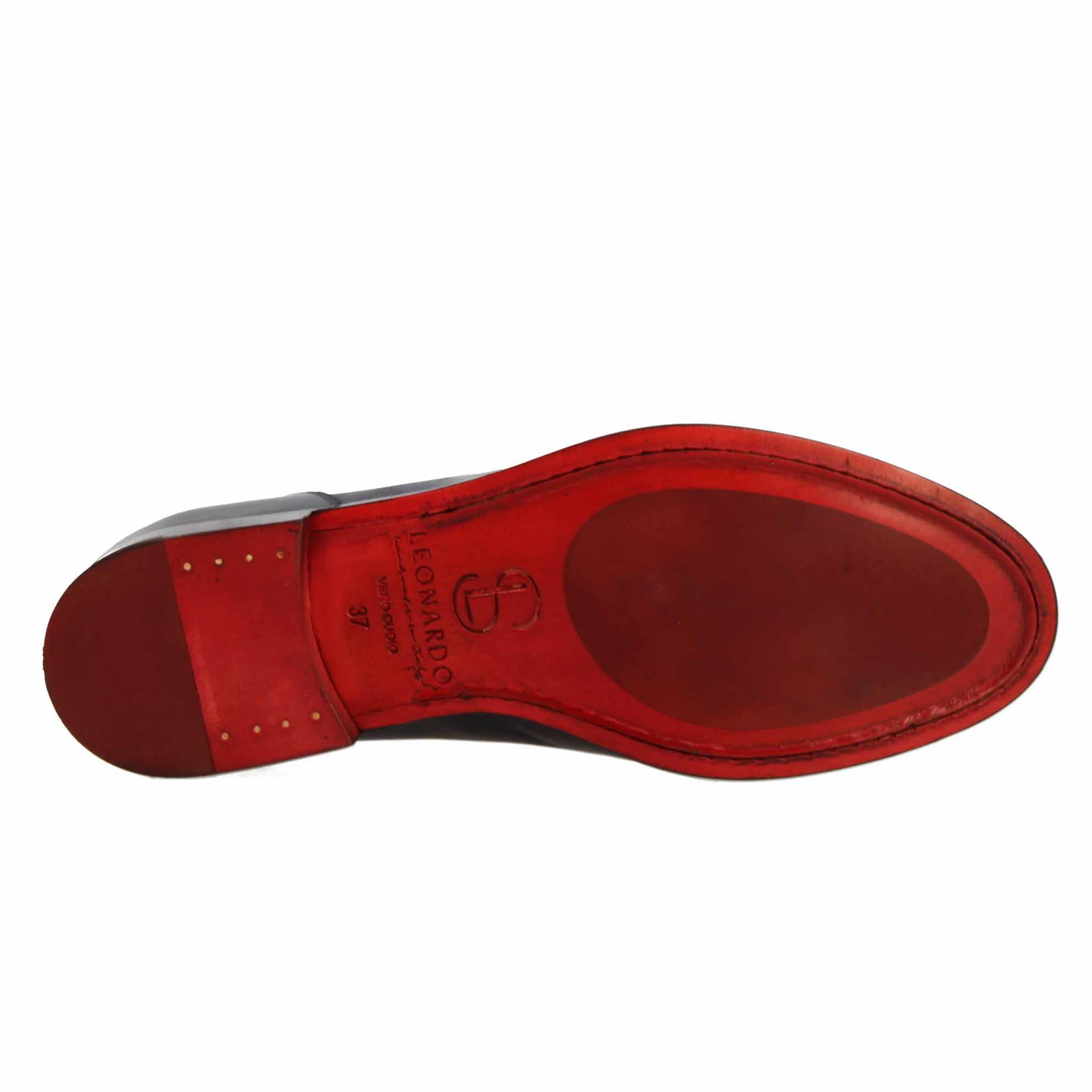 Mocassins à pampilles en cuir noir faits main pour femmes