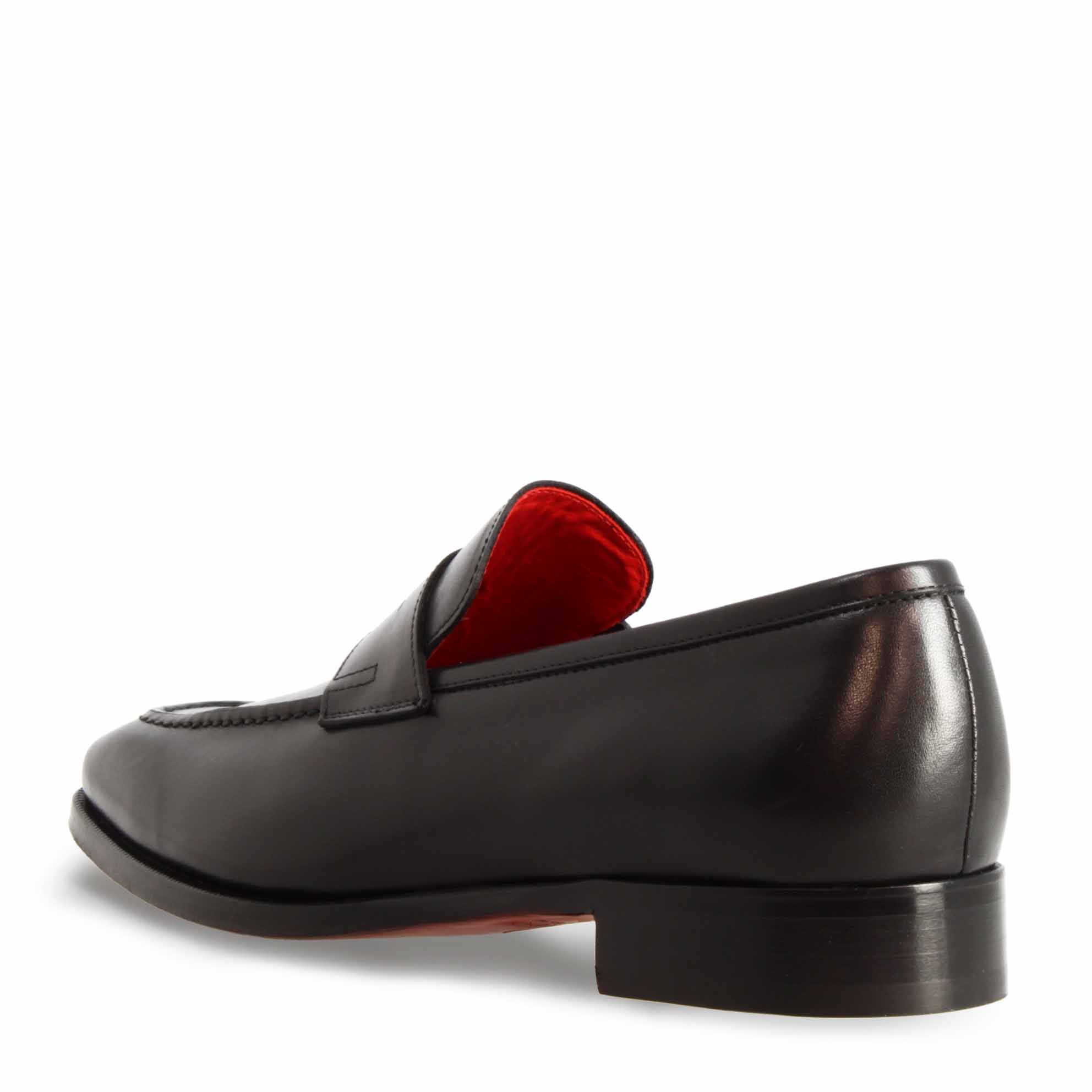 Mocassins pour hommes en cuir noir faits à la main
