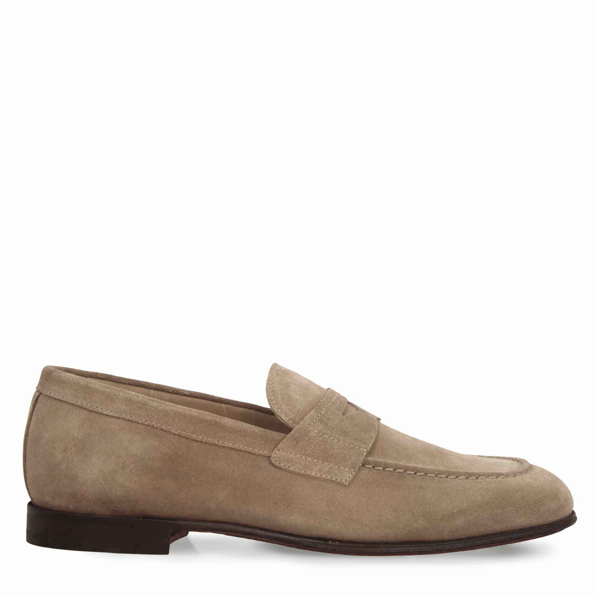 Men's handmade grey suede moccasin