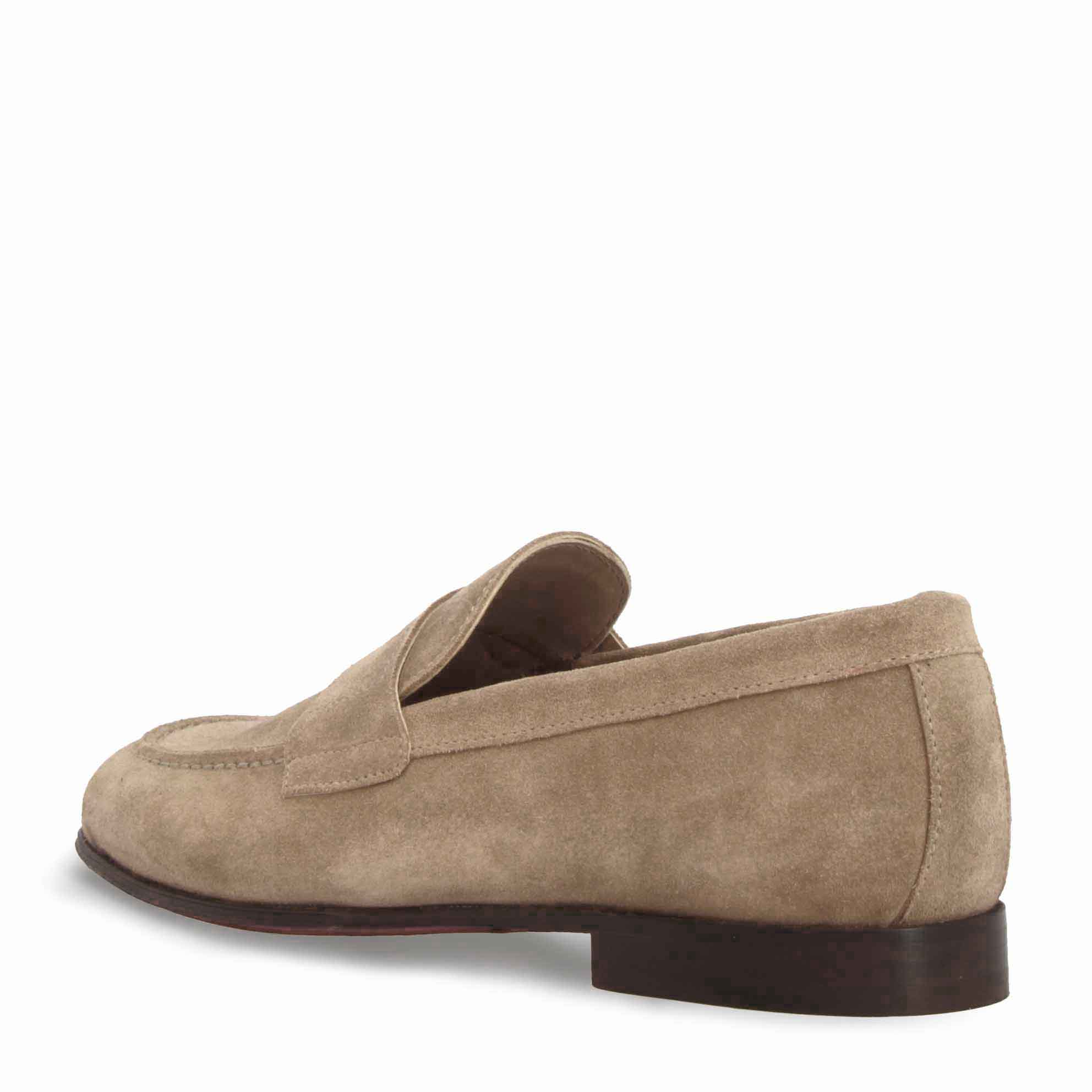 Men's handmade grey suede moccasin