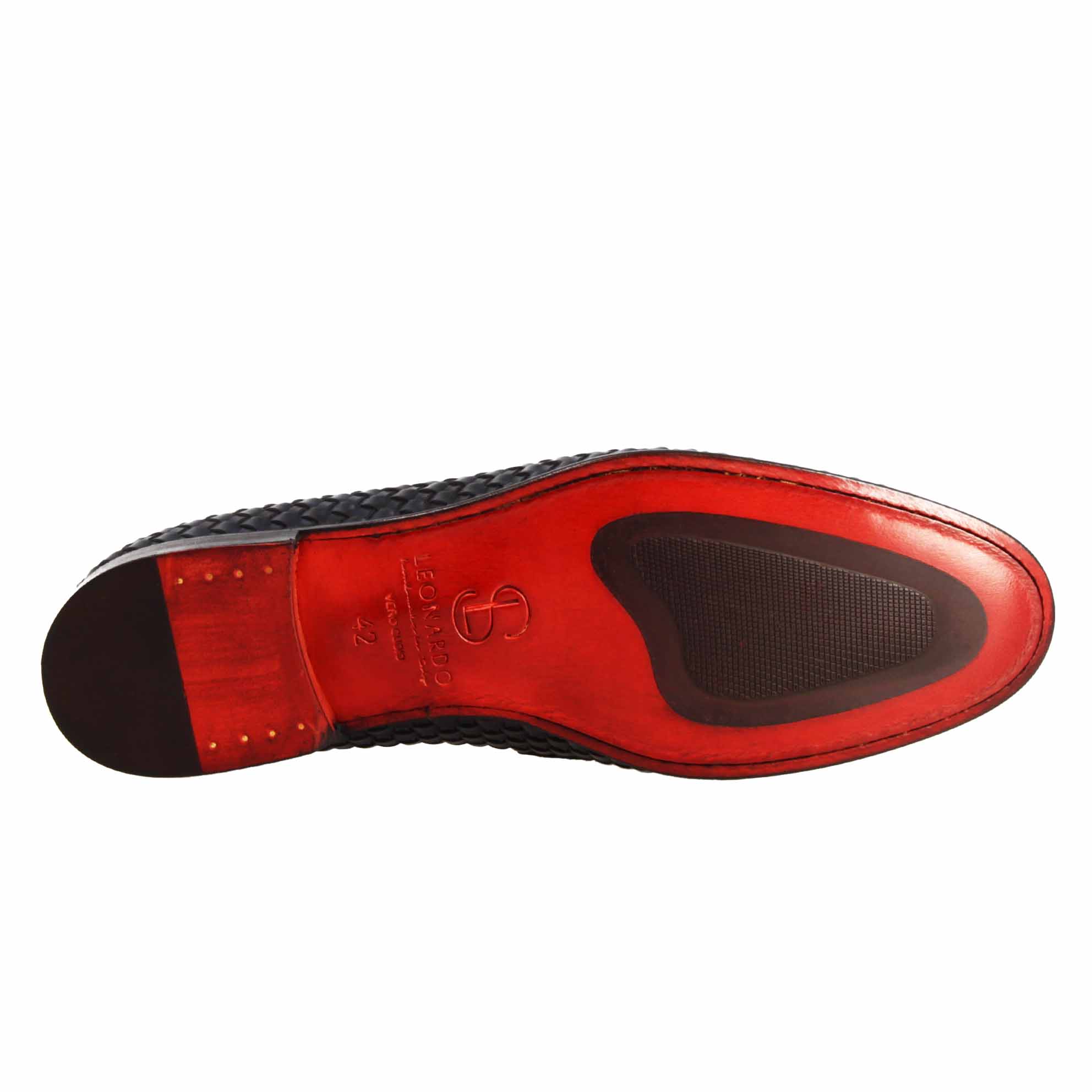 Mocassins pour hommes faits à la main en cuir tressé bleu