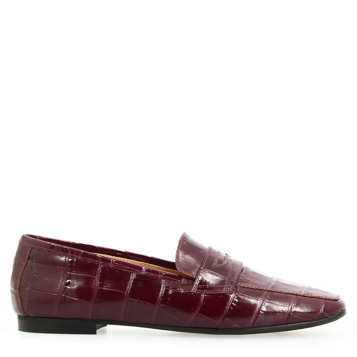 Mocassino artigianale da donna in pelle stampa cocco bordeaux