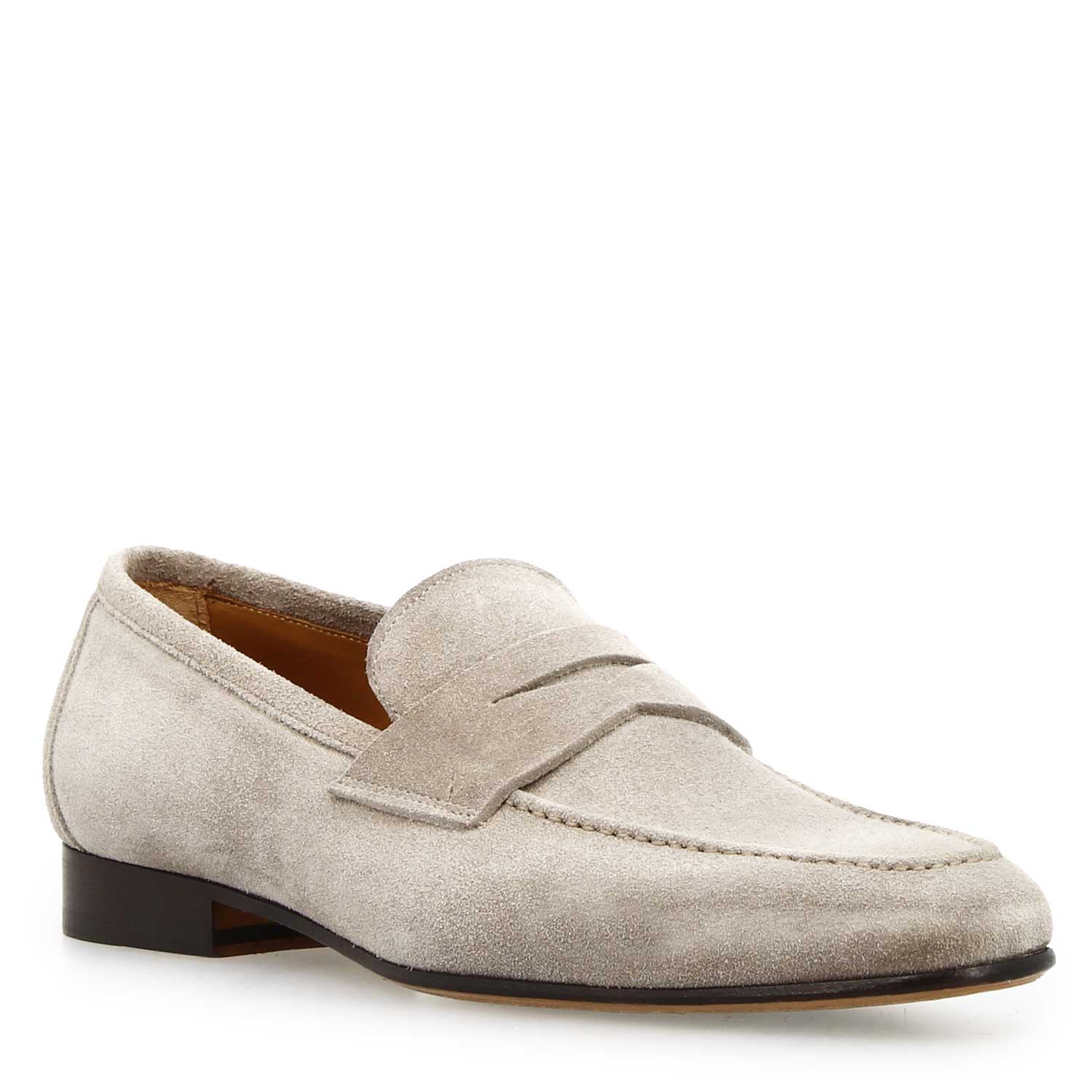 Mocassin artisanal homme en daim gris Manfredo