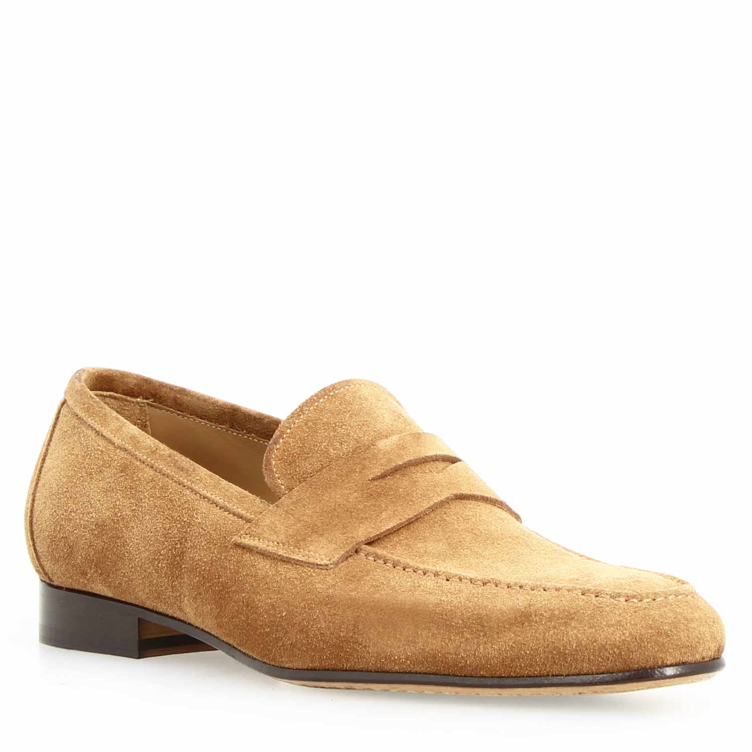 Mocassin artisanal homme en daim marron Manfredo