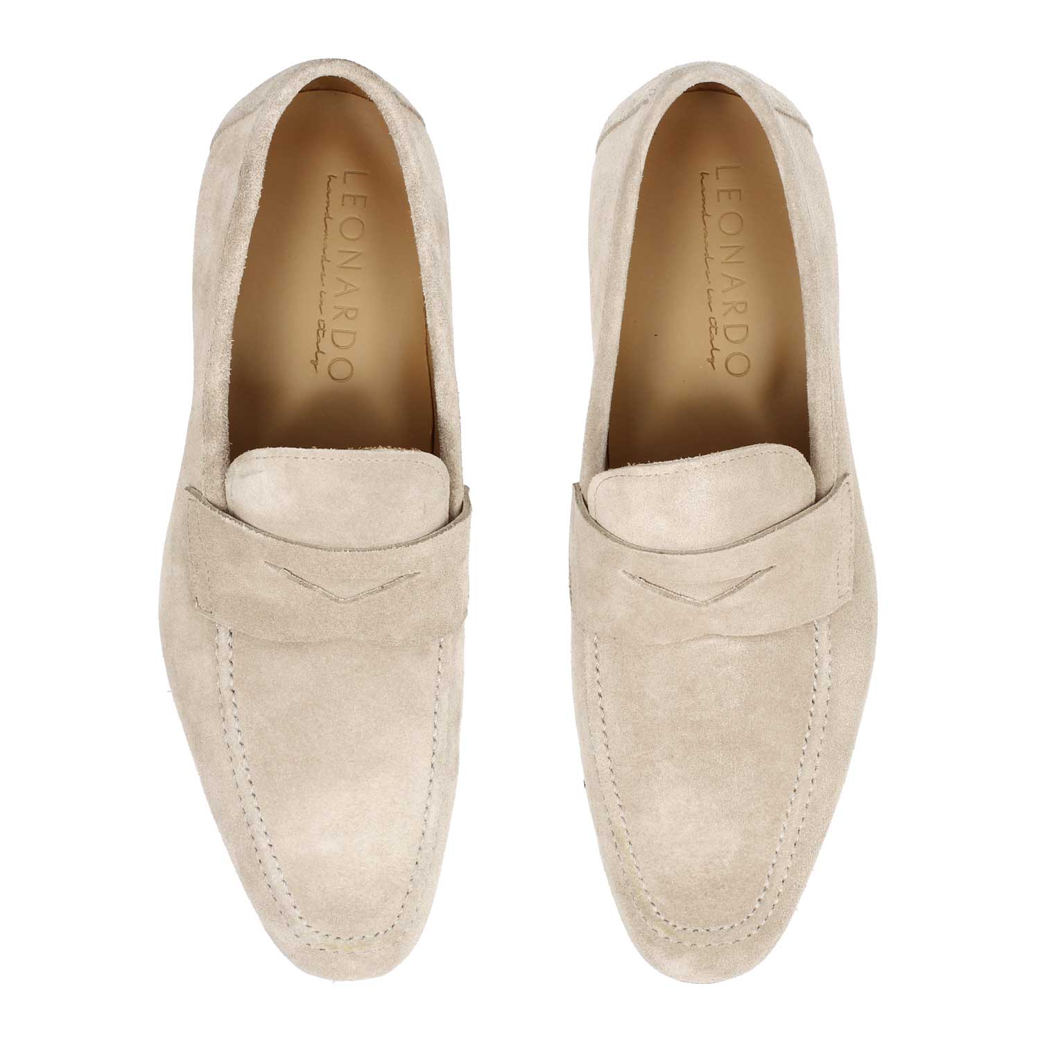 Mocassin artisanal homme en daim beige Manfredo