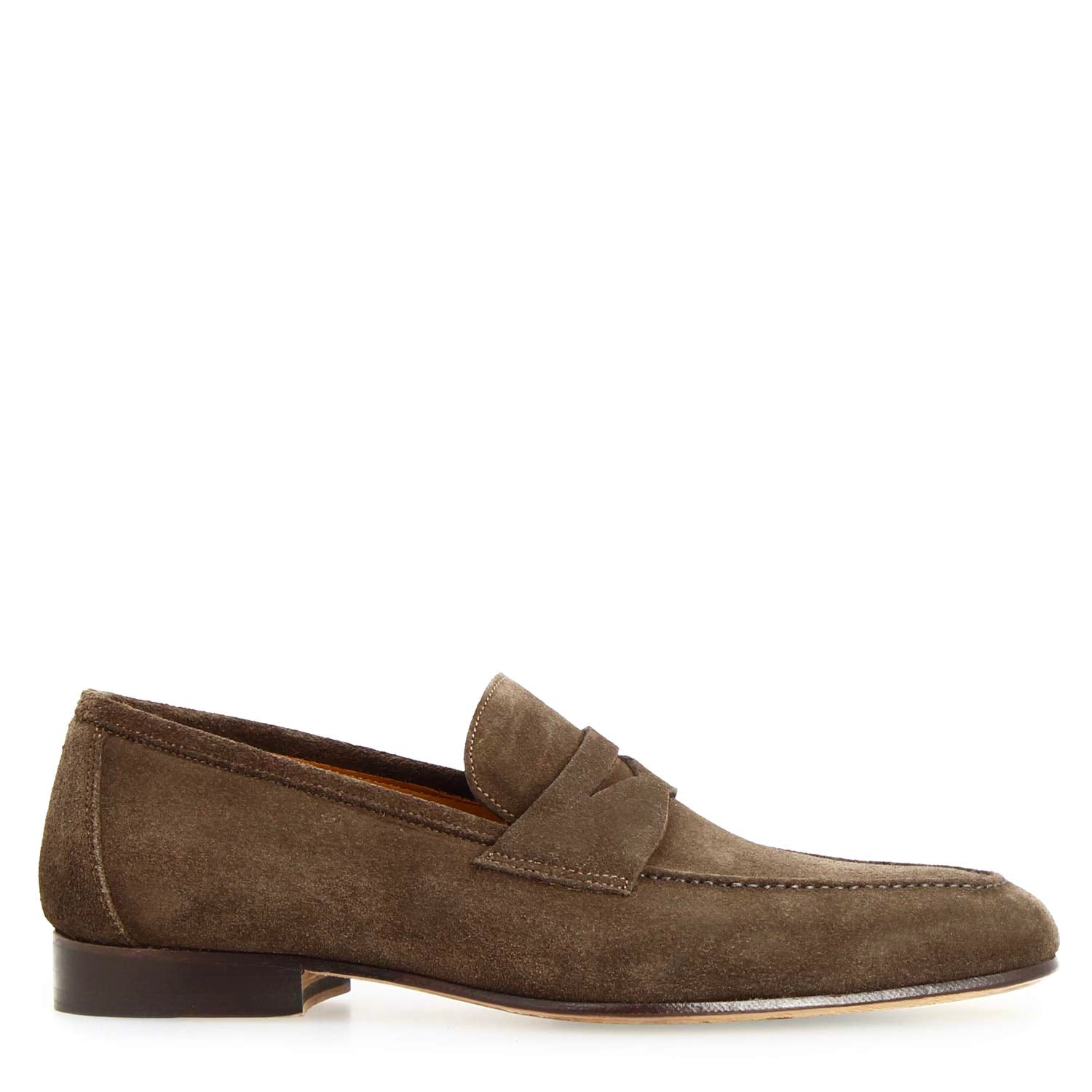 Mocassin artisanal homme en daim marron foncé Manfredo