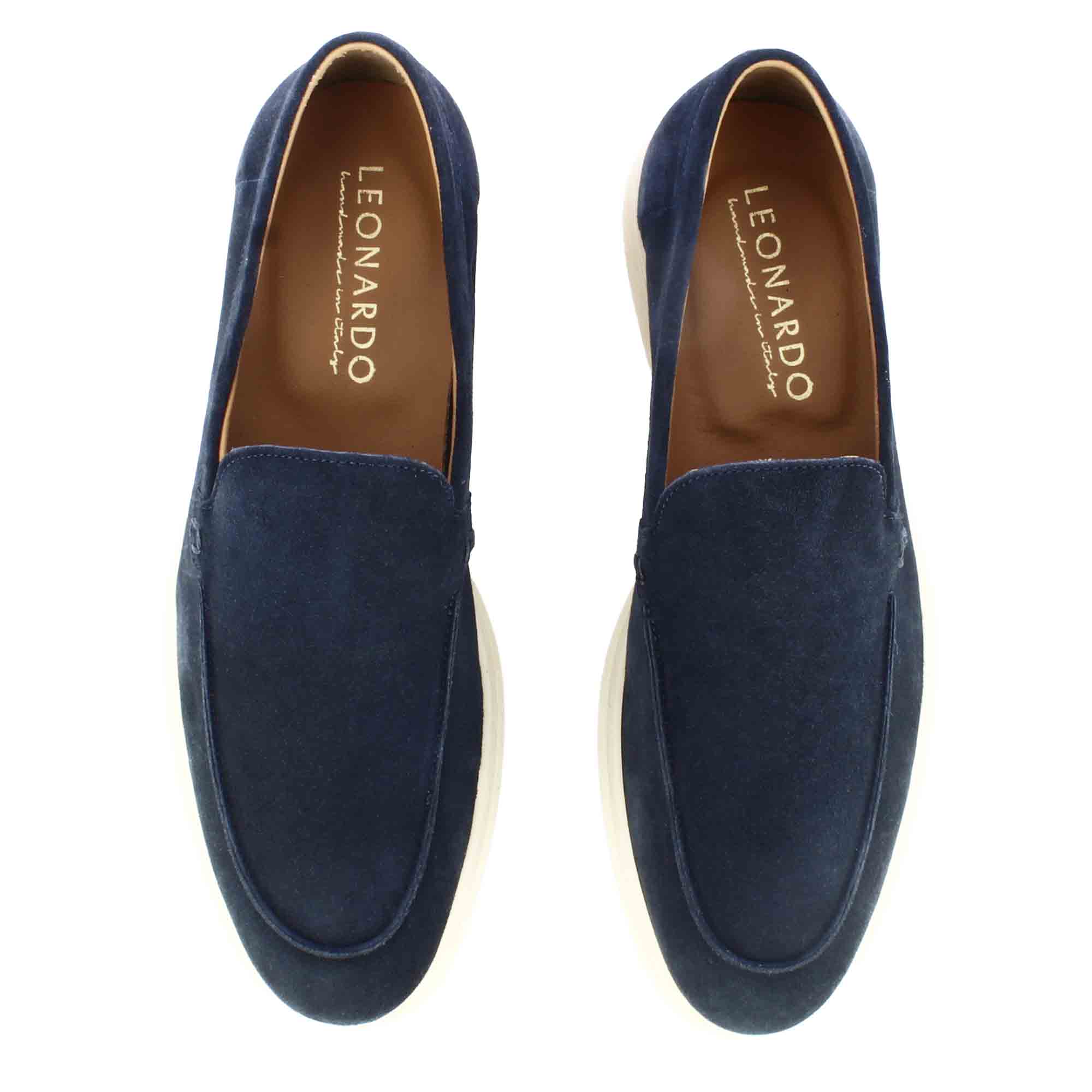Mocassino da uomo casual in pelle scamosciata colore blu