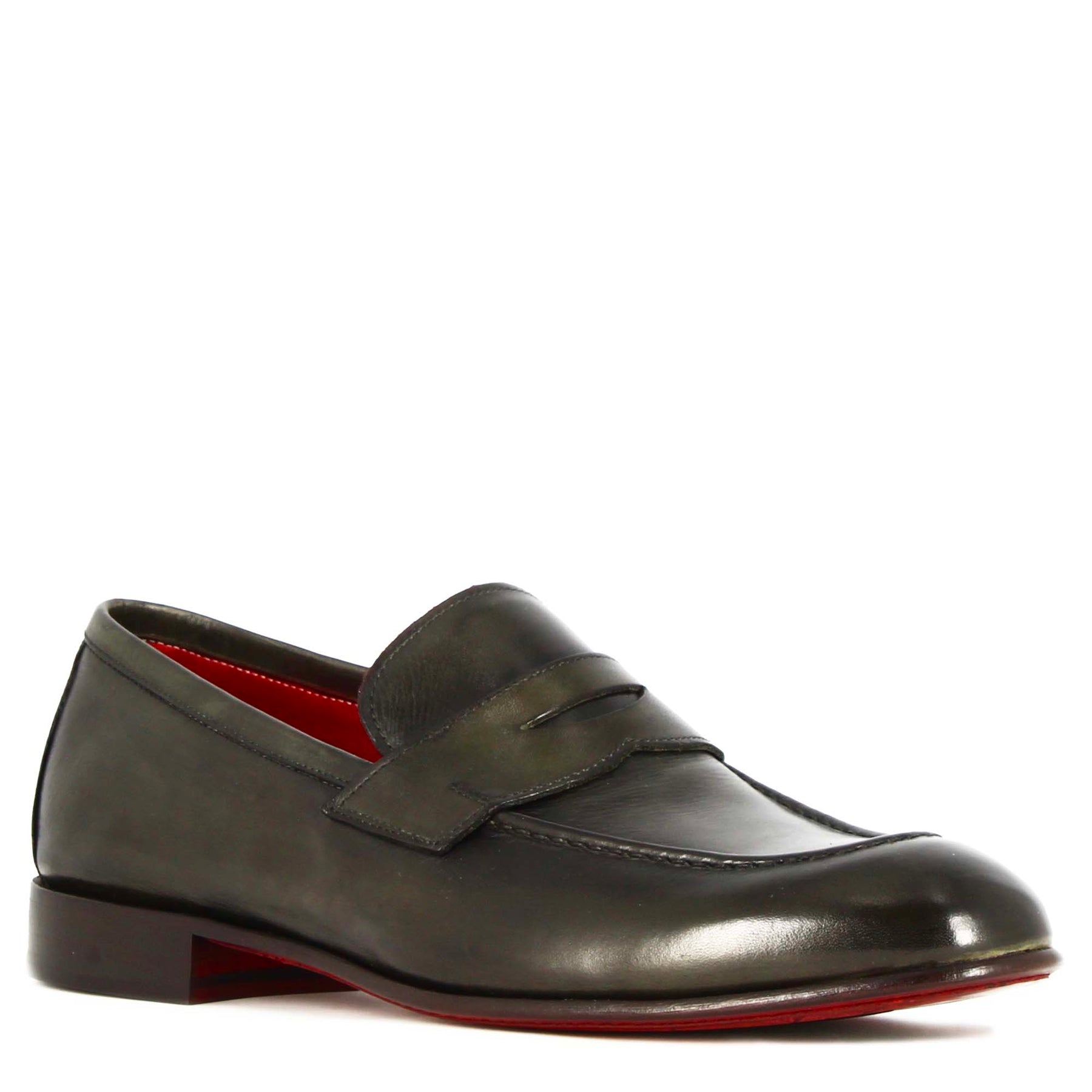 Classic men s moccasin in dark green leather