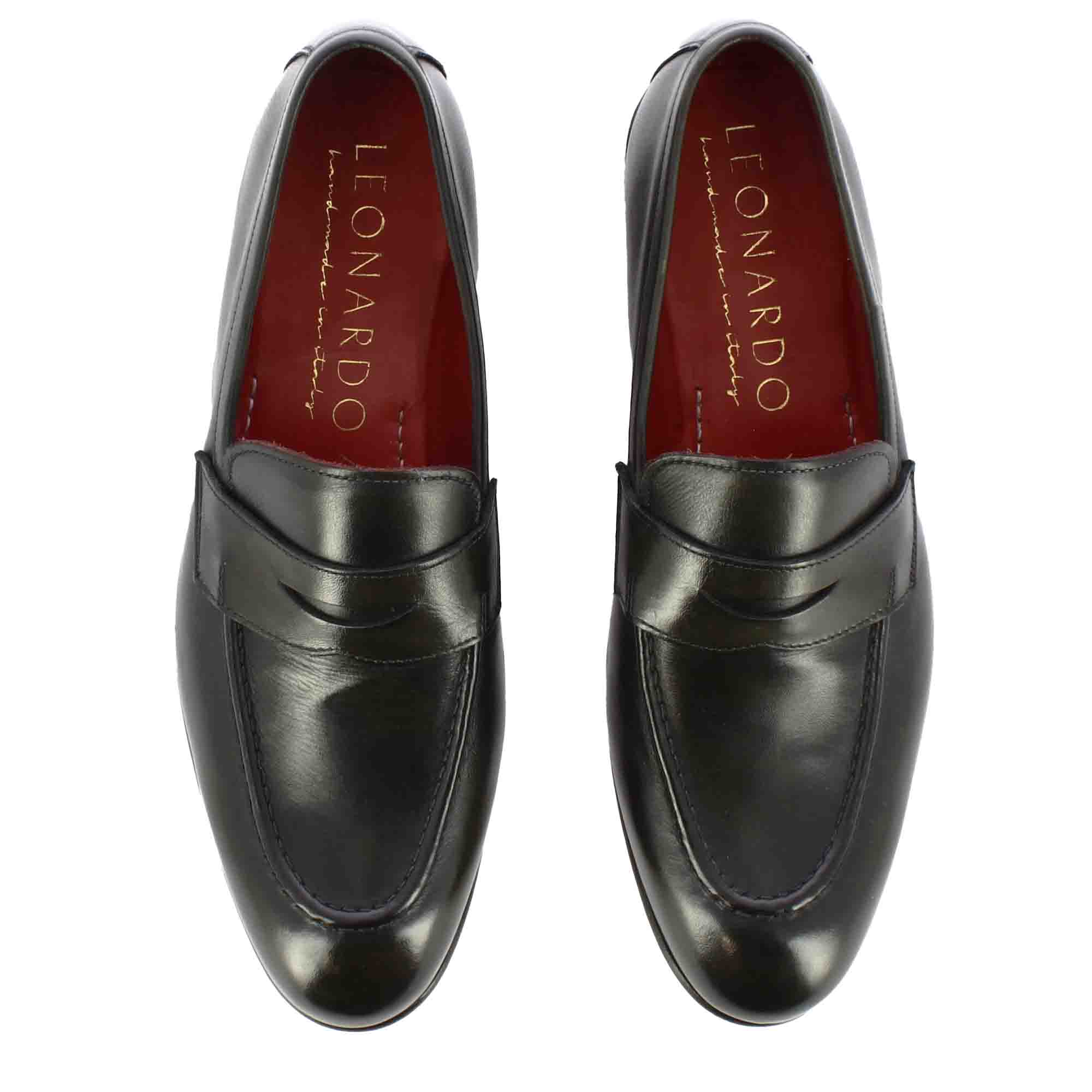 Classic men's moccasin in dark green leather