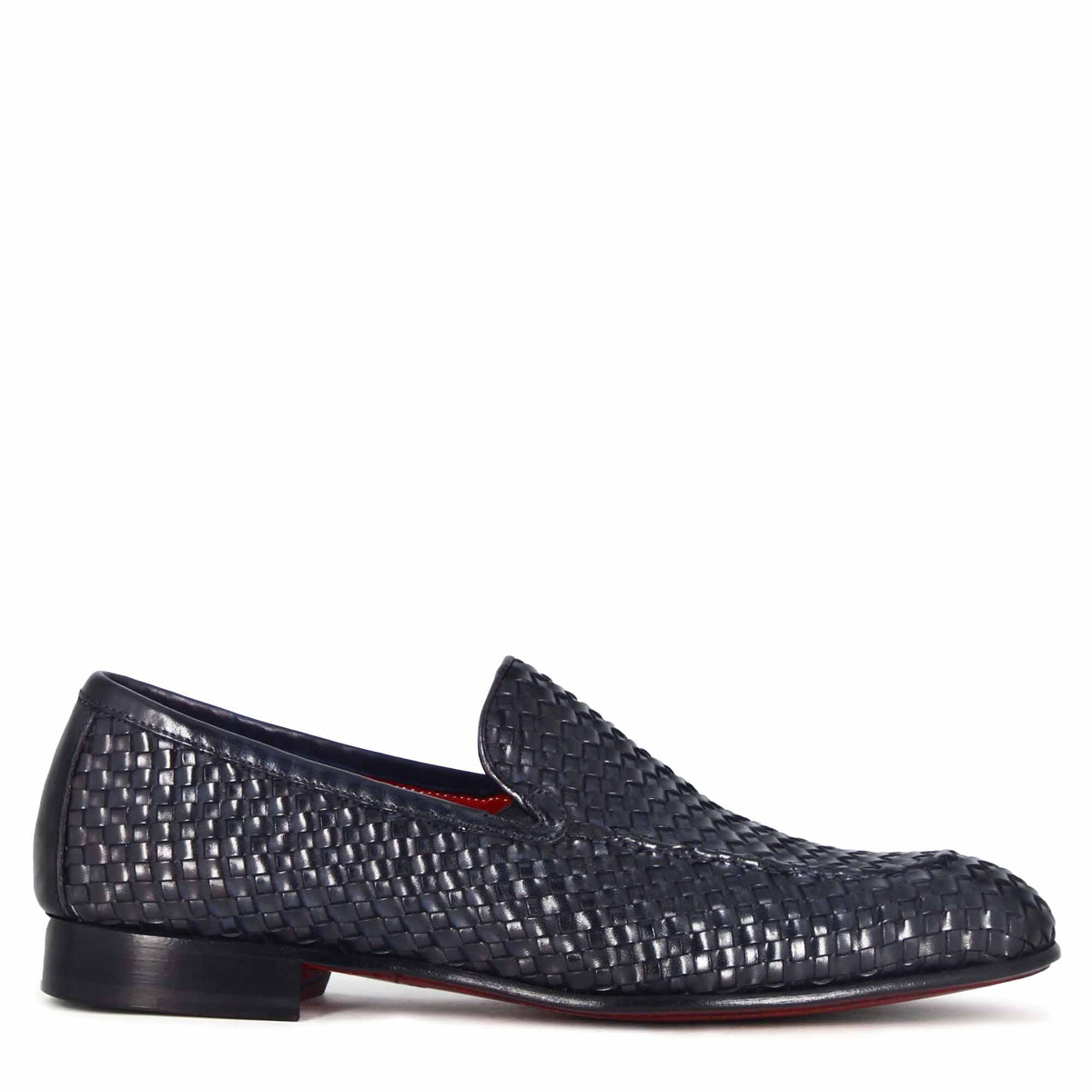 Classic men's loafer in blue woven leather