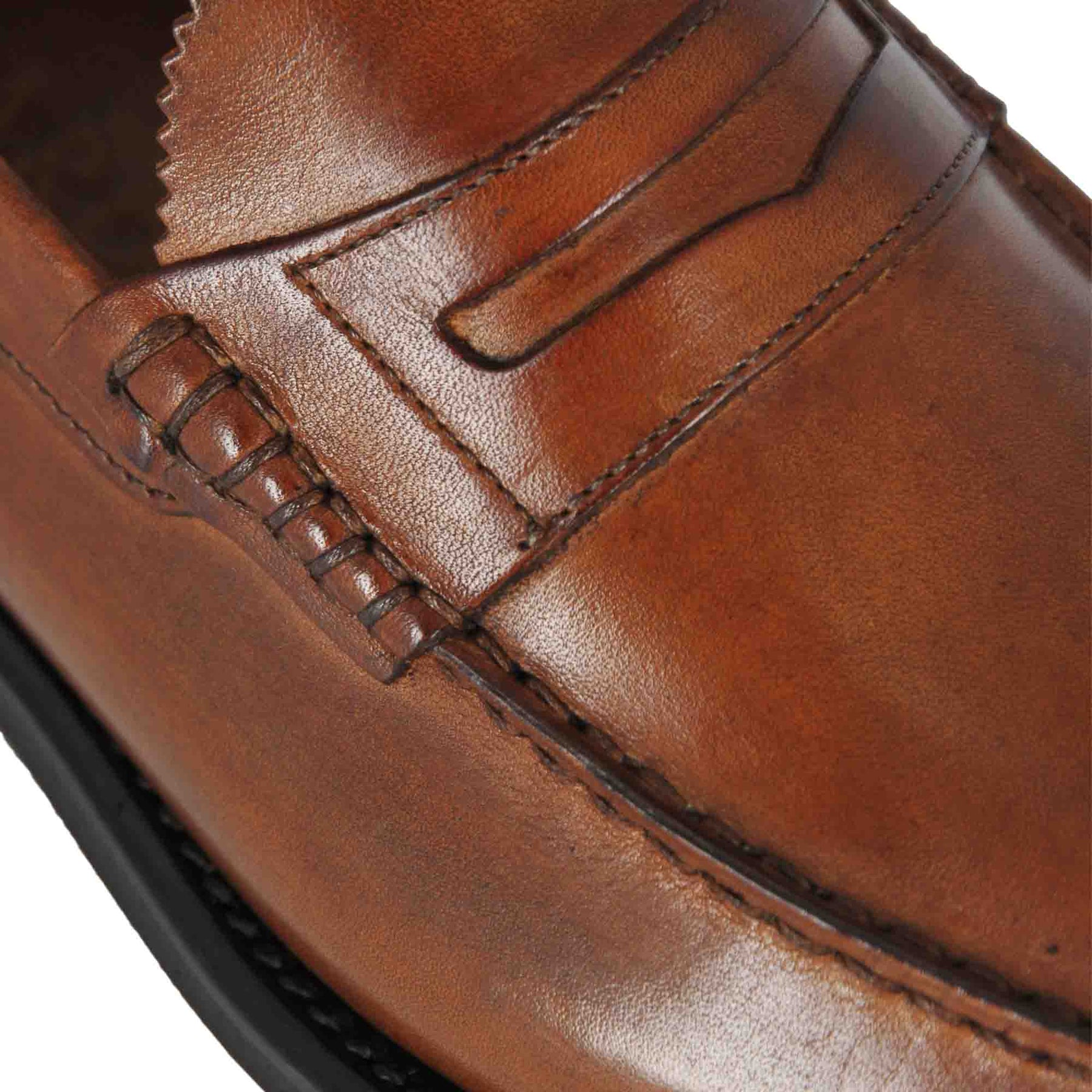 Men's tan leather lion's mouth college moccasin