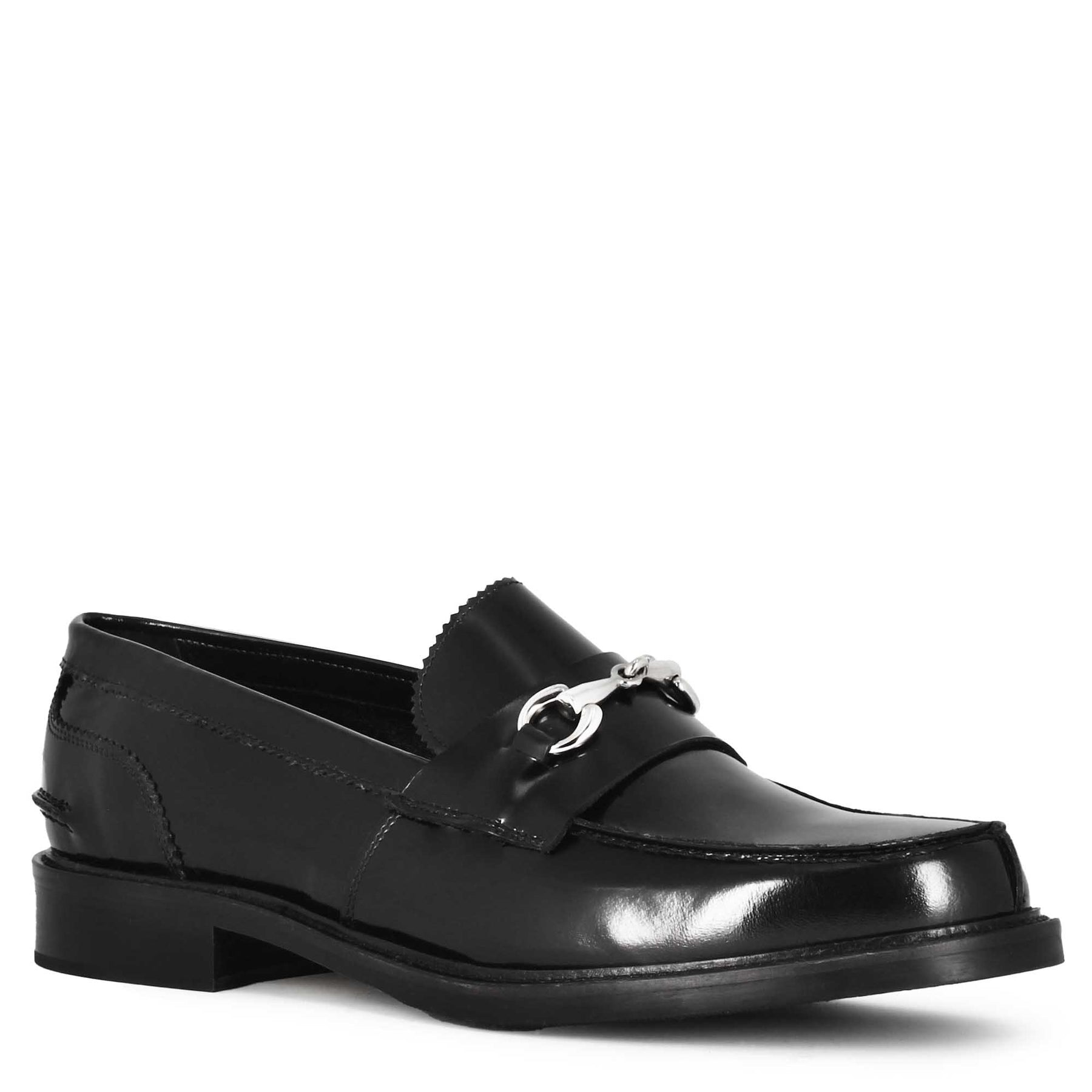 Shiny black leather shoes store