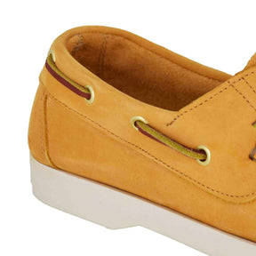 Women's boat moccasin in yellow suede