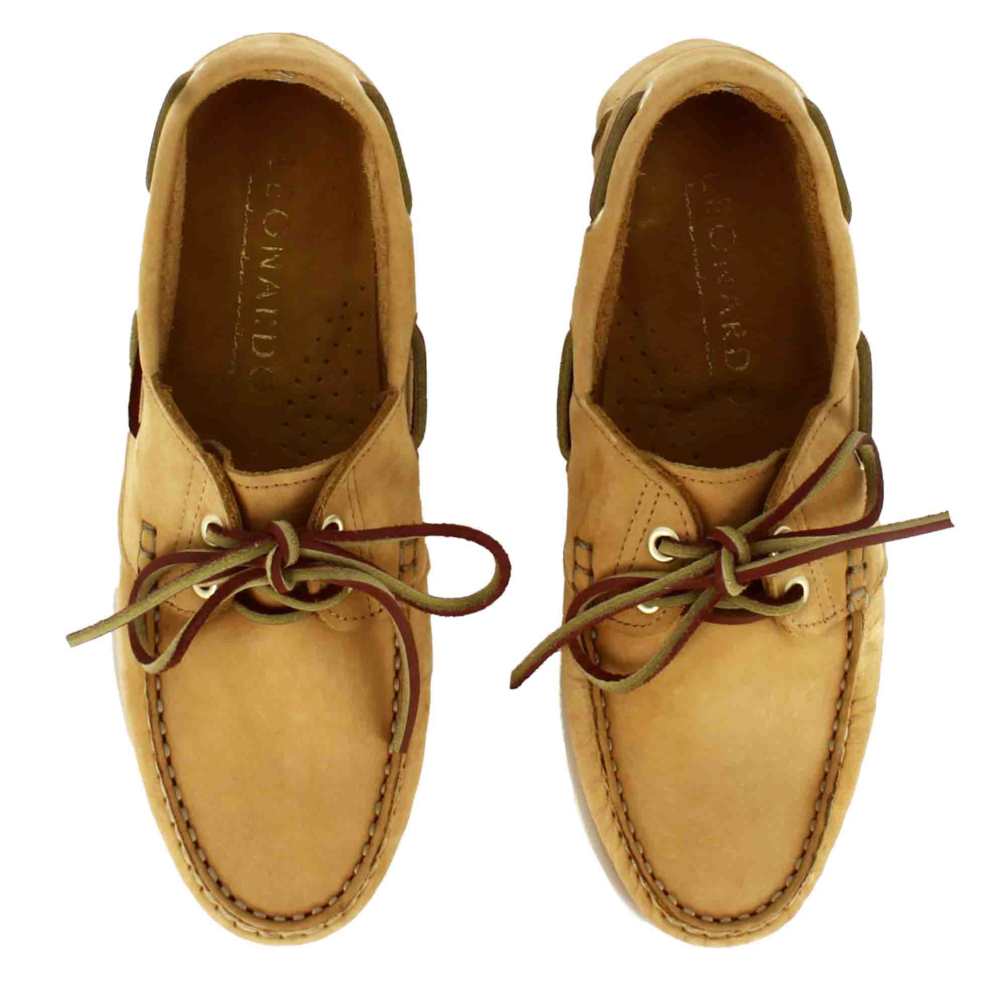 Women's boat moccasin in yellow suede