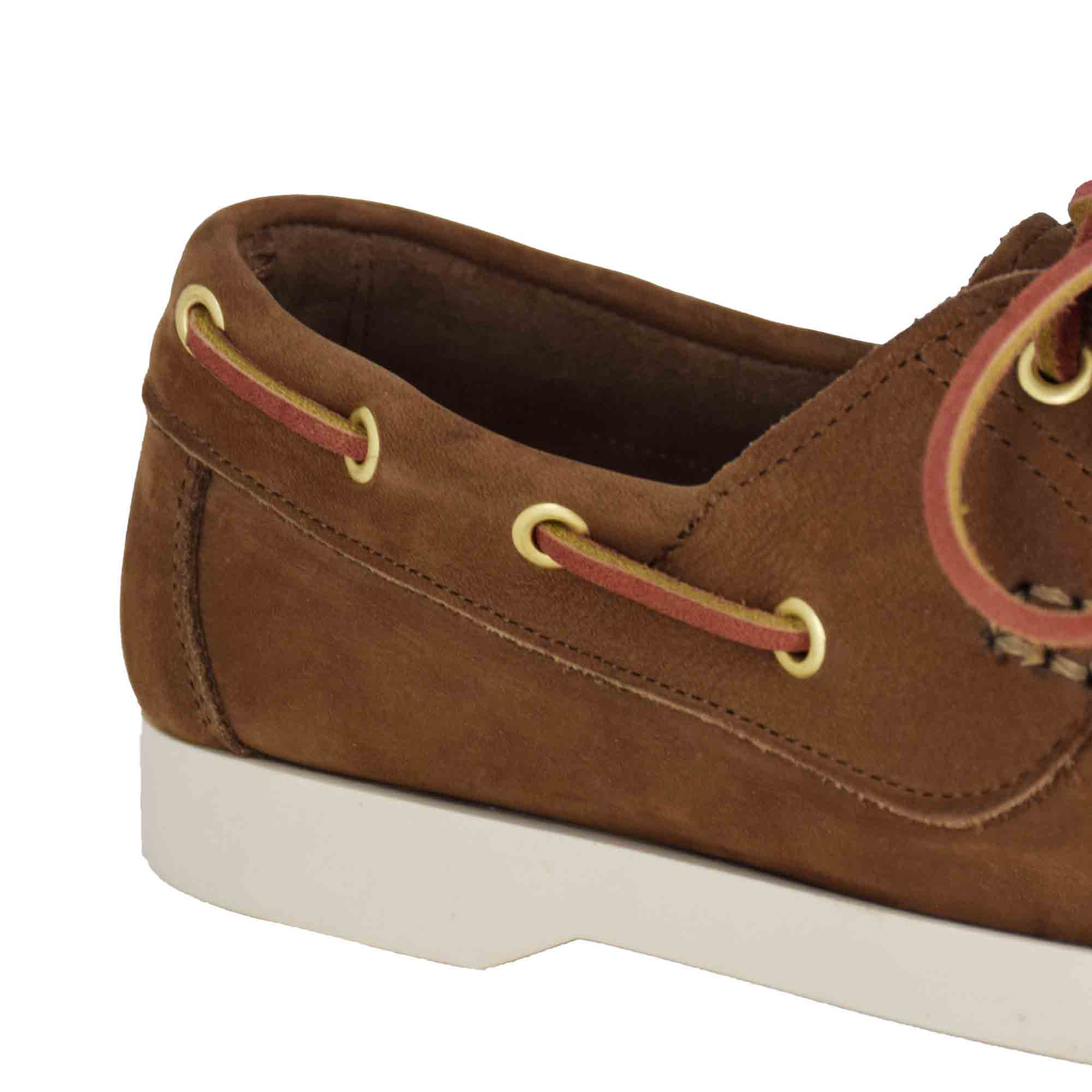 Women's boat moccasin in brown suede