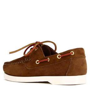 Women's boat moccasin in brown suede