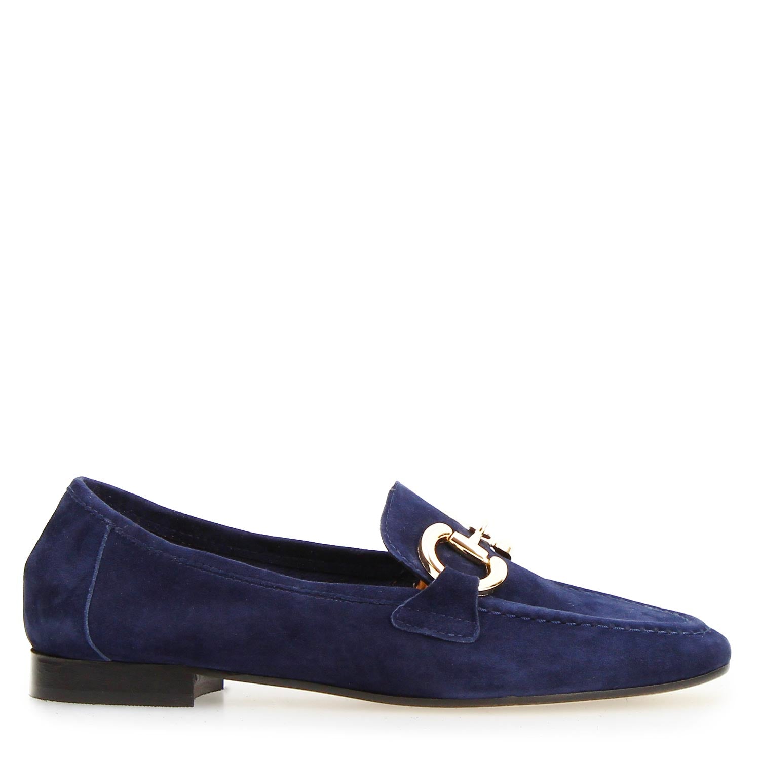 Mocassino fibbia da donna in camoscio blu Baltea - LeonardoShoes