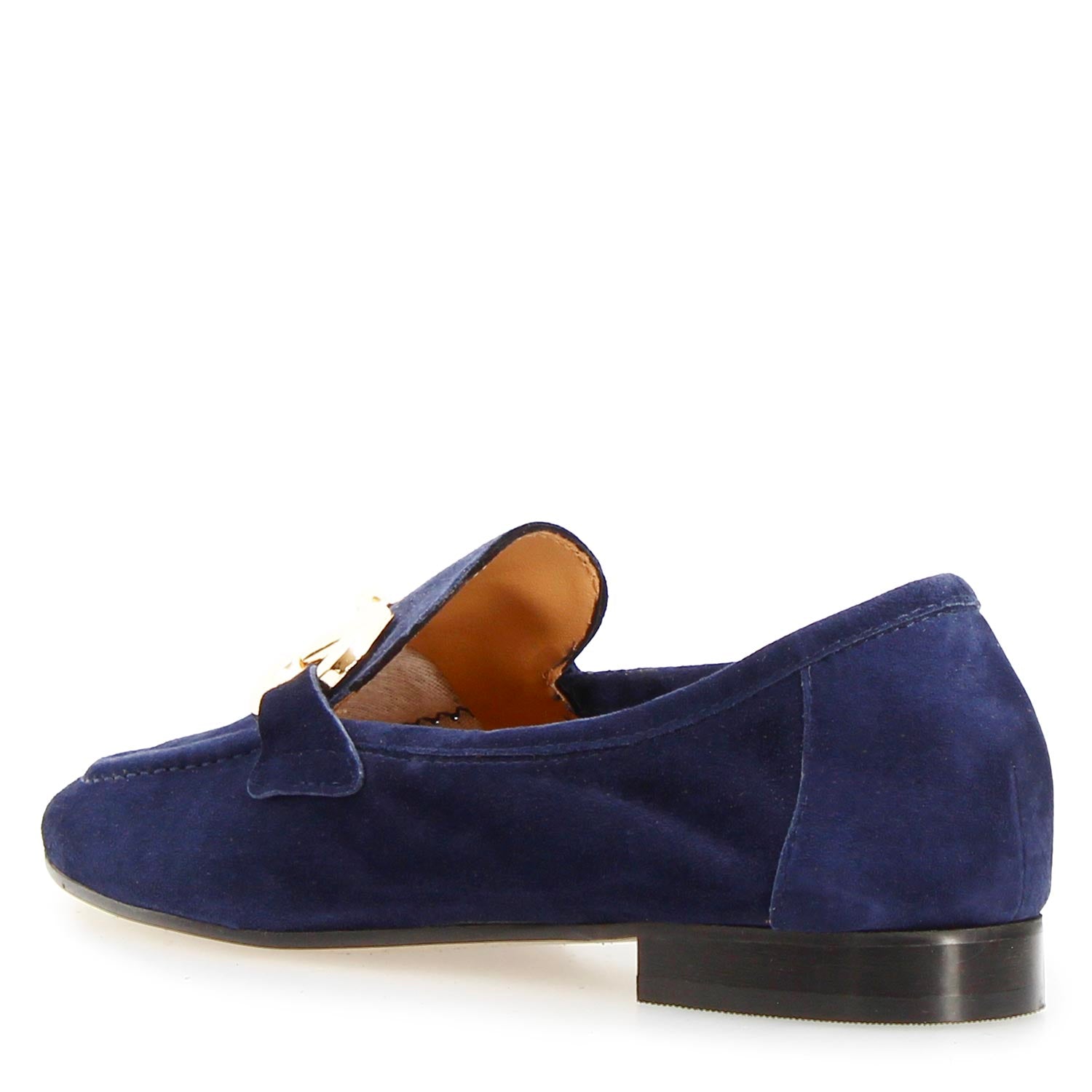 Mocassino fibbia da donna in camoscio blu Baltea - LeonardoShoes