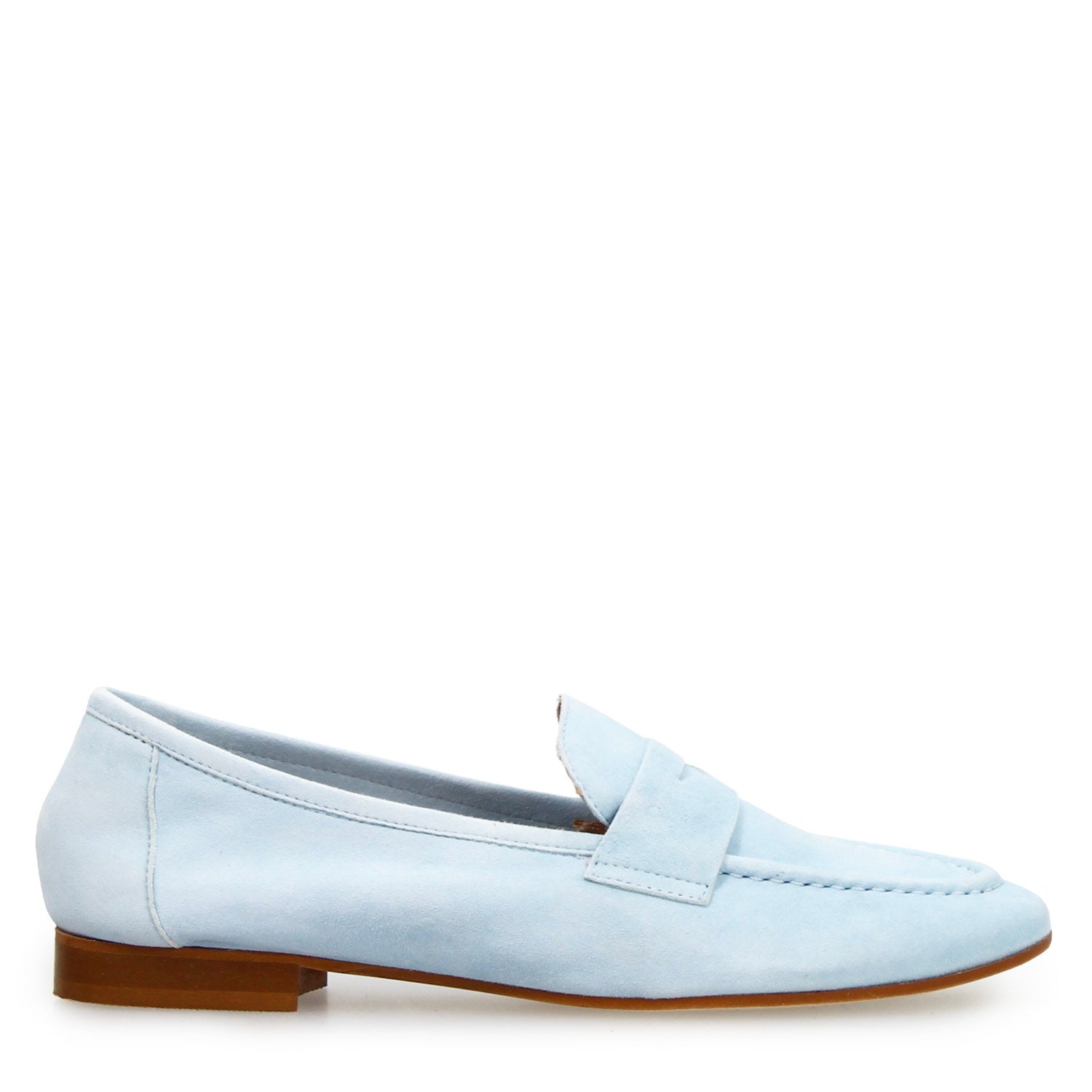 Mocassino da donna Brenta in camoscio celeste - LeonardoShoes