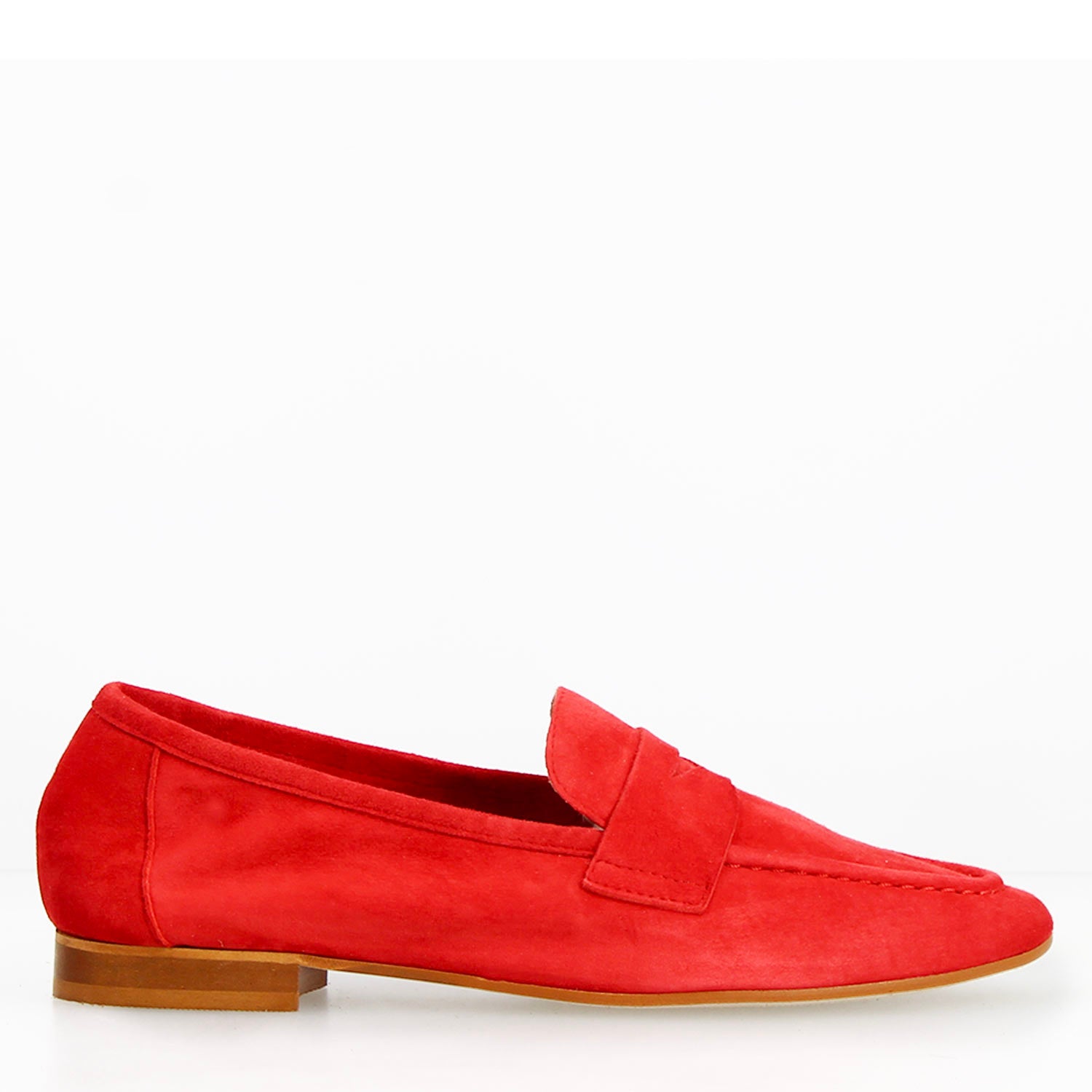 Mocassino da donna Brenta in camoscio rosso - LeonardoShoes