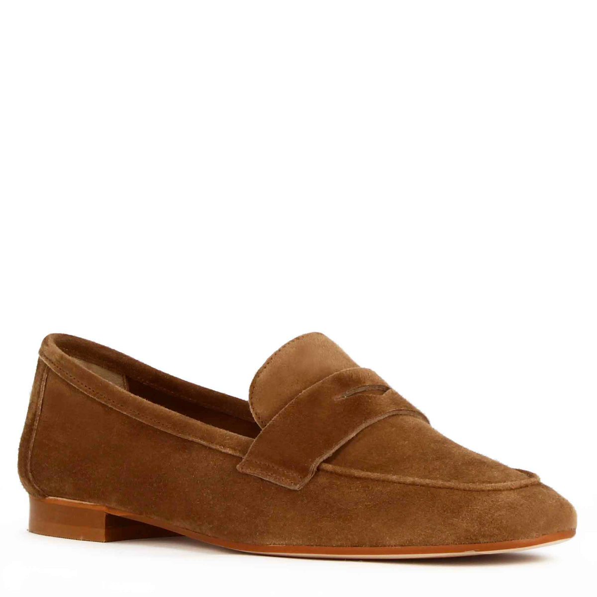 Classic women's moccasin in light brown suede