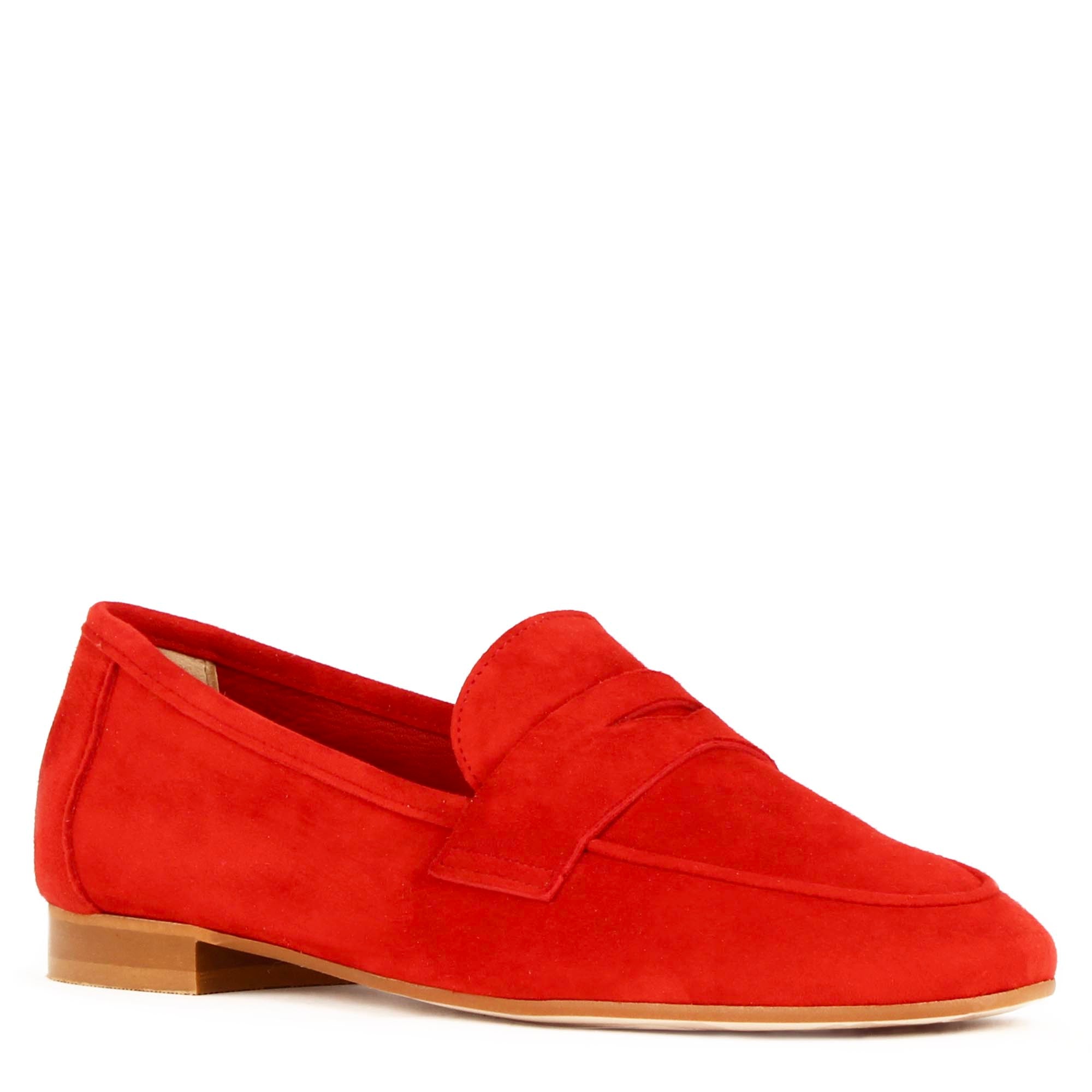 Mocassino da donna classico in pelle scamosciata colore rosso