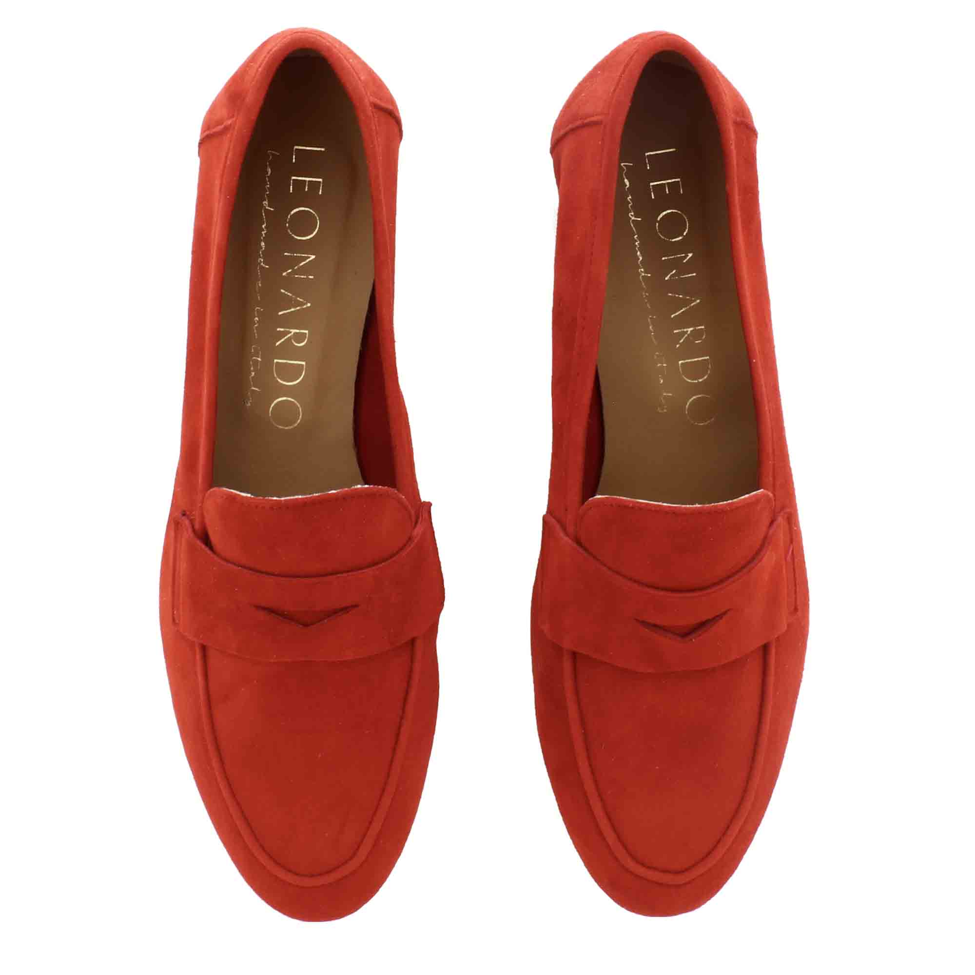Mocassino da donna classico in pelle scamosciata colore rosso