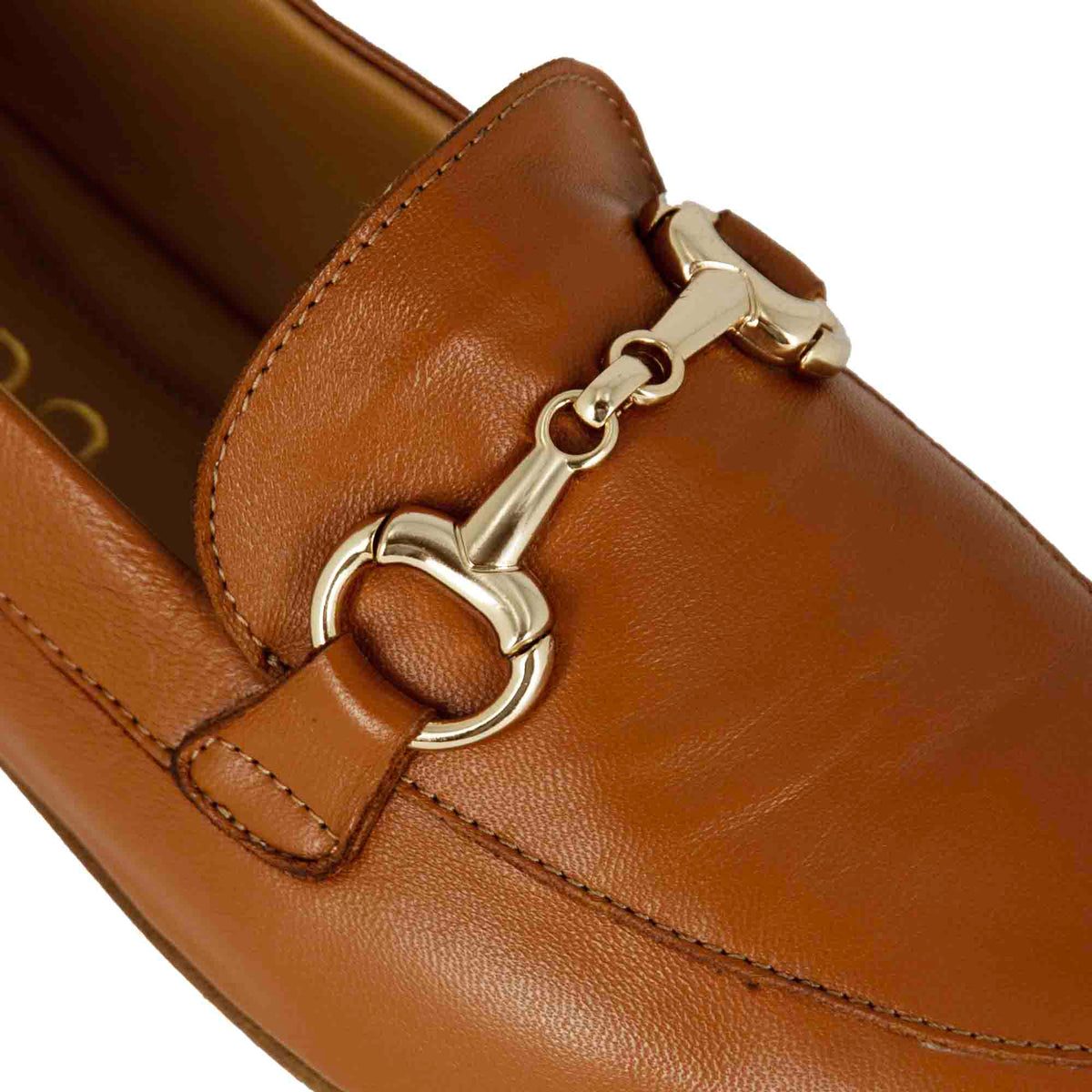 Classic women's moccasin with horsebit in brown leather