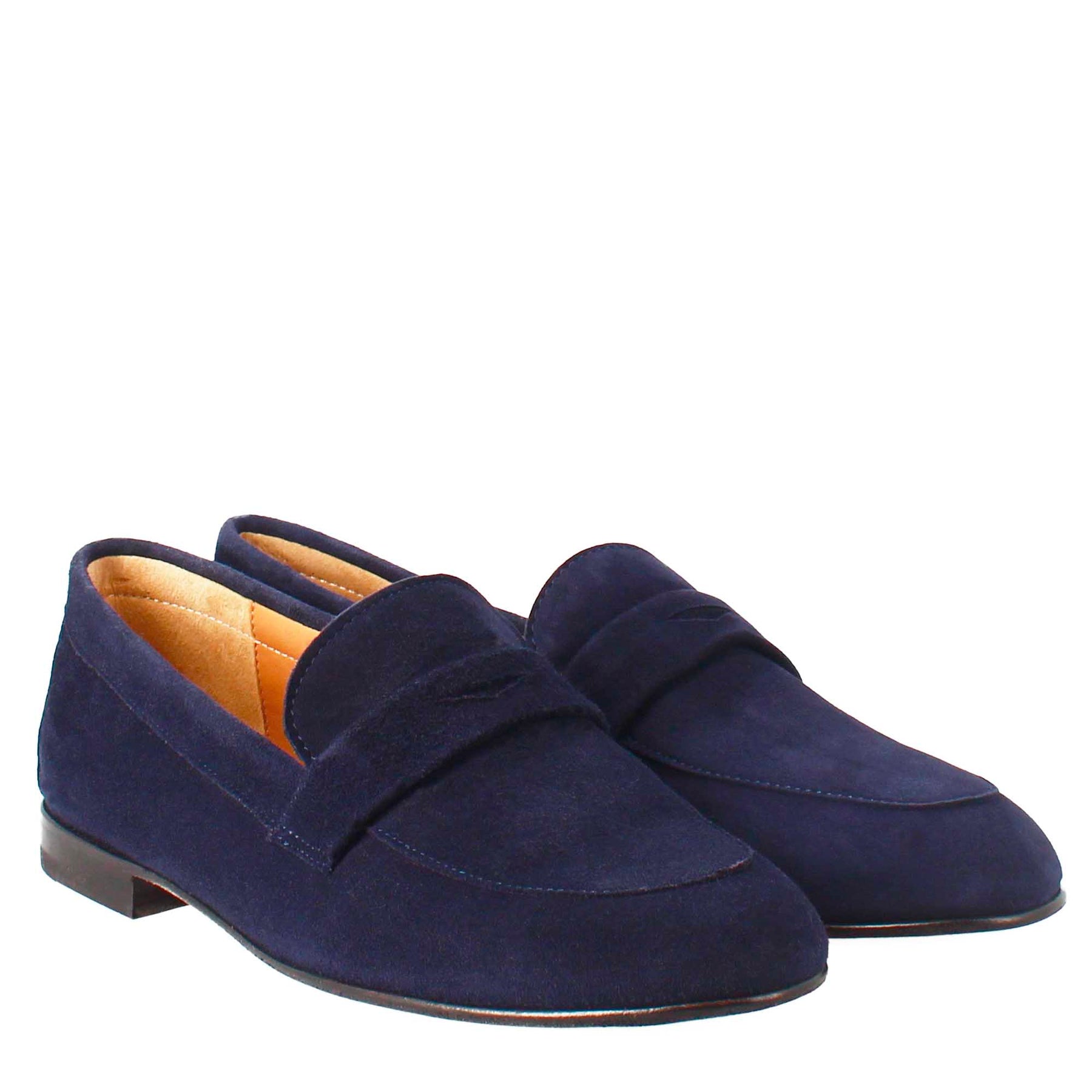 Women's bag moccasin in blue suede