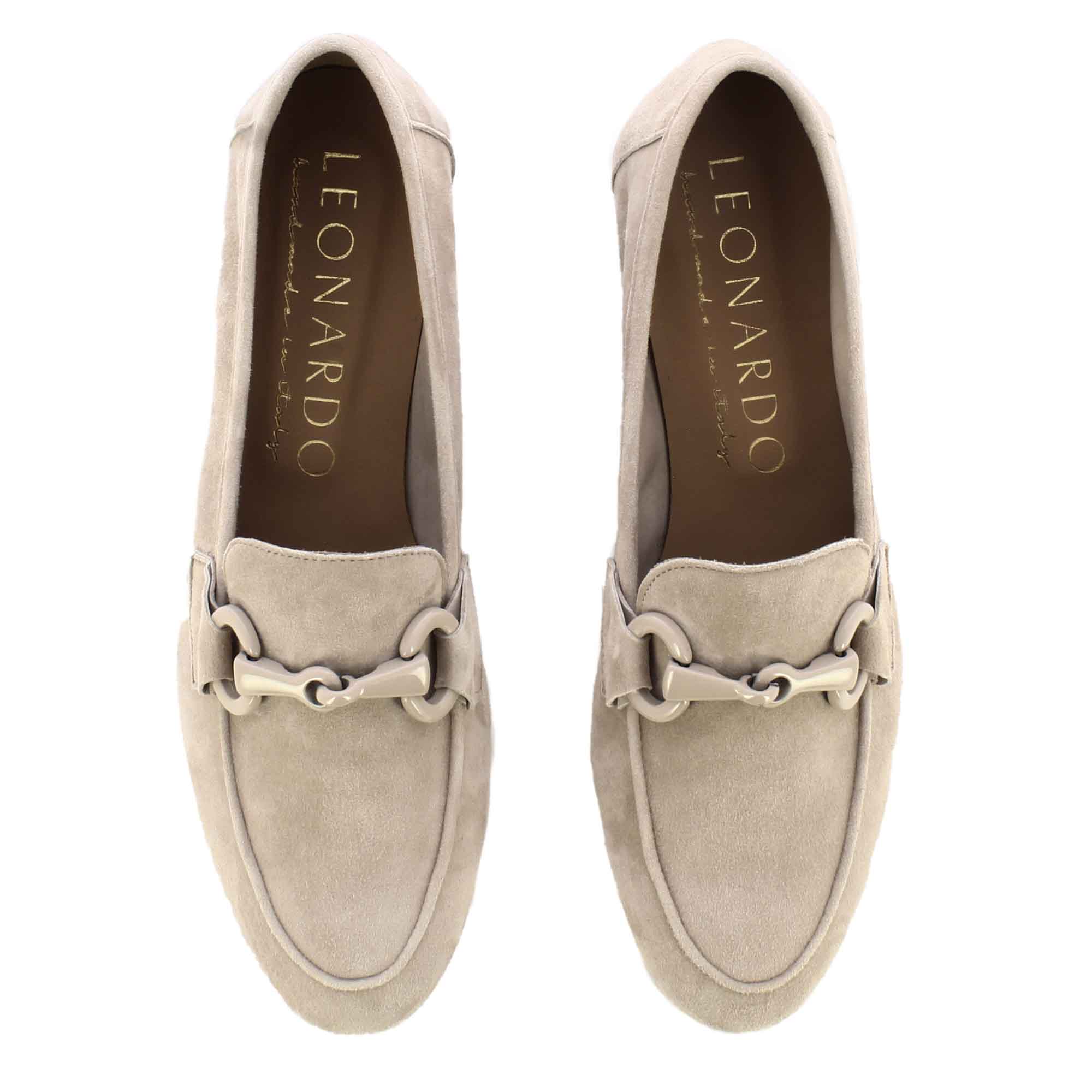 Mocassin femme en daim avec mors beige
