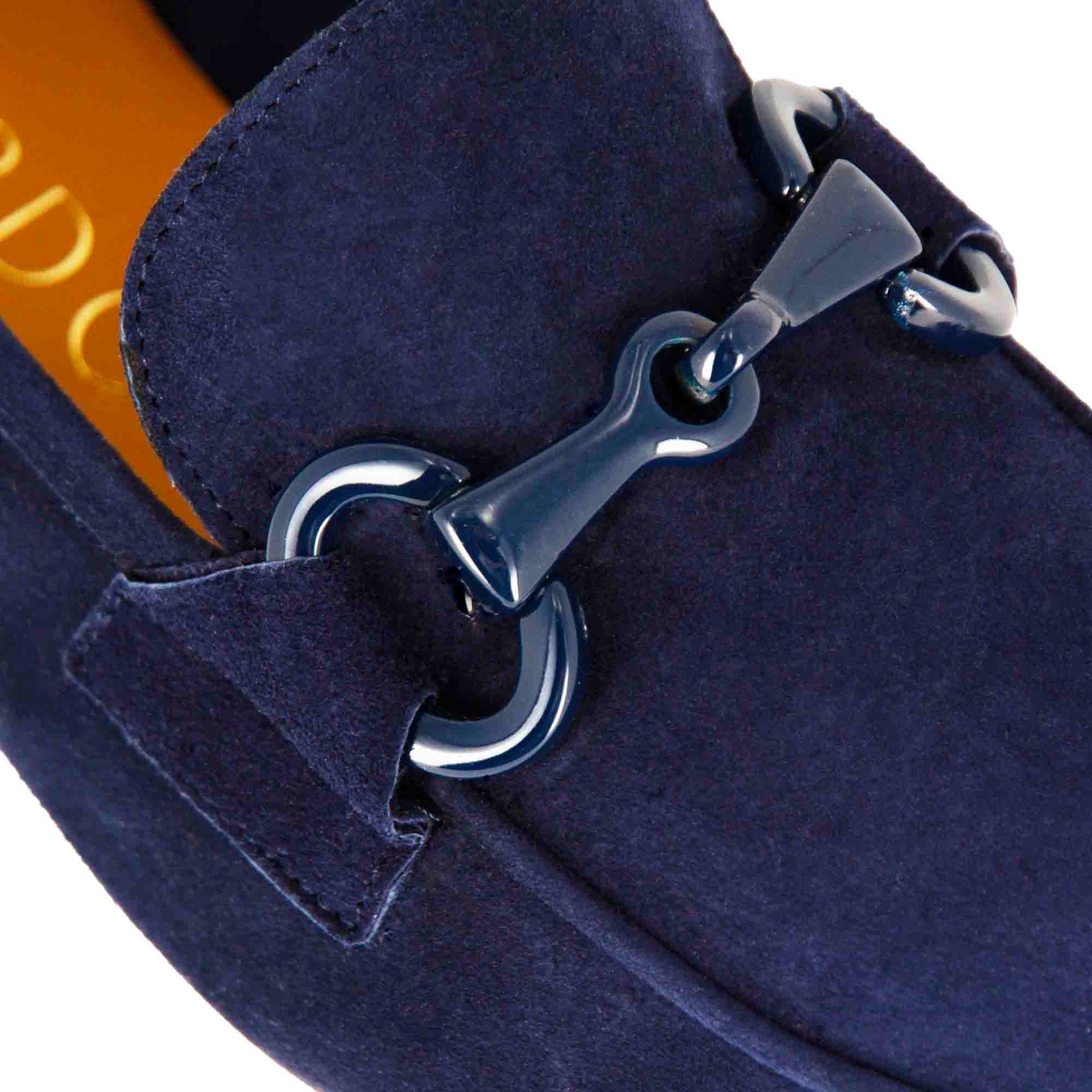 Women's moccasin in suede with blue horsebit