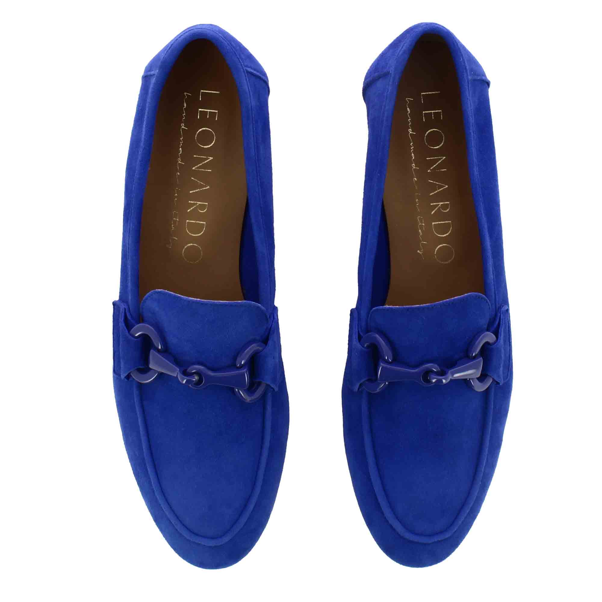 Women's moccasin in suede with blue horsebit