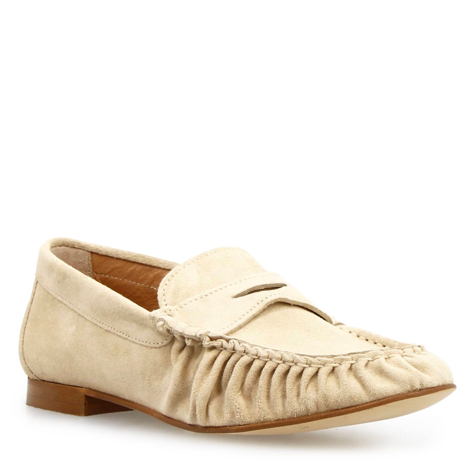 Mocassin femme Moka en chamois beige