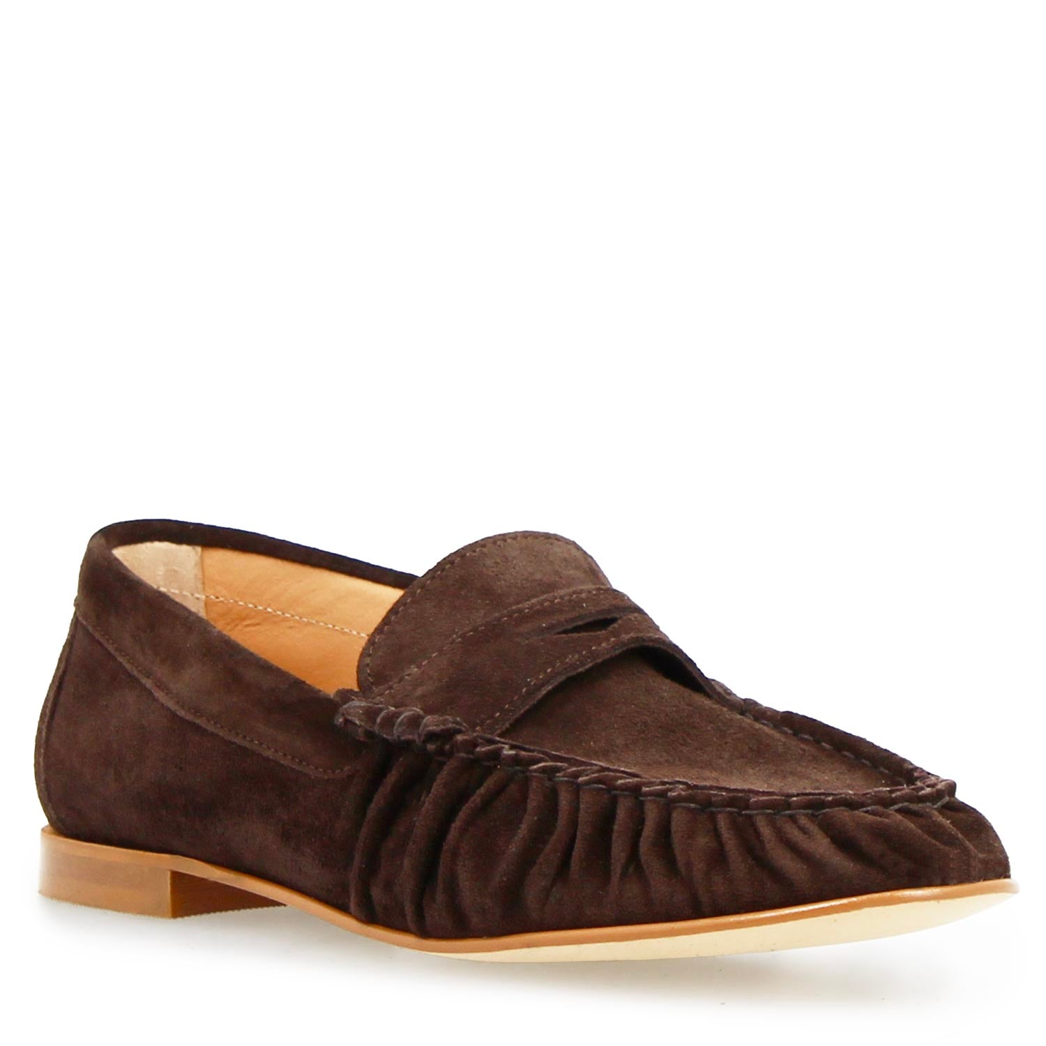 Mocassin pour femme Moka en chamois marron foncé