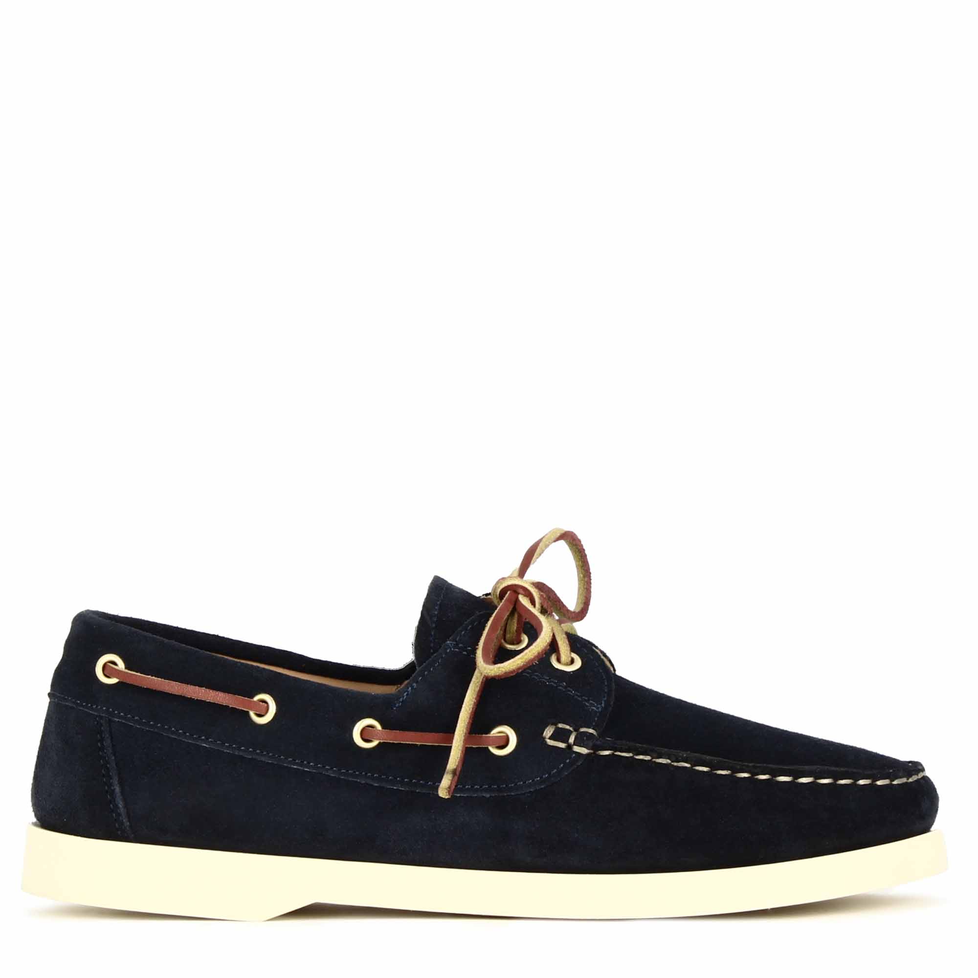 Mocassin bateau pour homme en daim bleu
