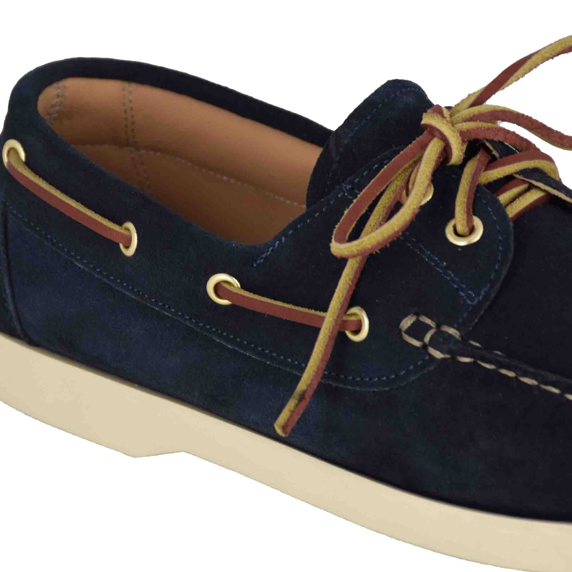Mocassin bateau pour homme en daim bleu