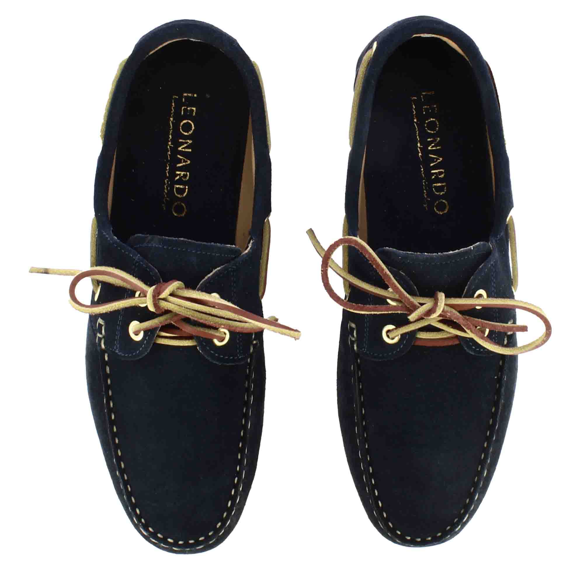Mocassin bateau pour homme en daim bleu